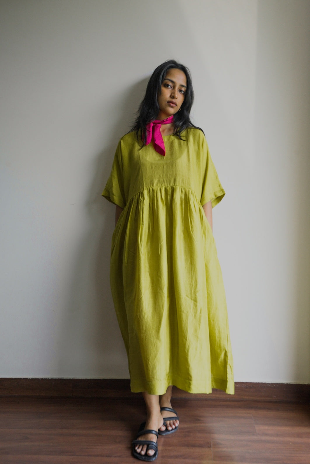 lime green linen dress Linen Obi Wrap Dress Hailey S / Mint Green main image 0