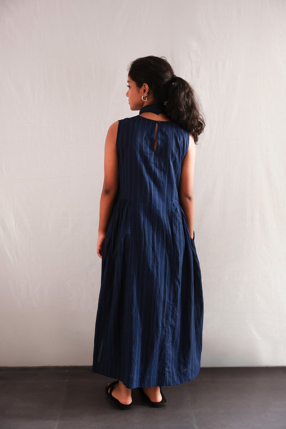 Blues Within Dress, view 2 - handwoven cotton by with N.