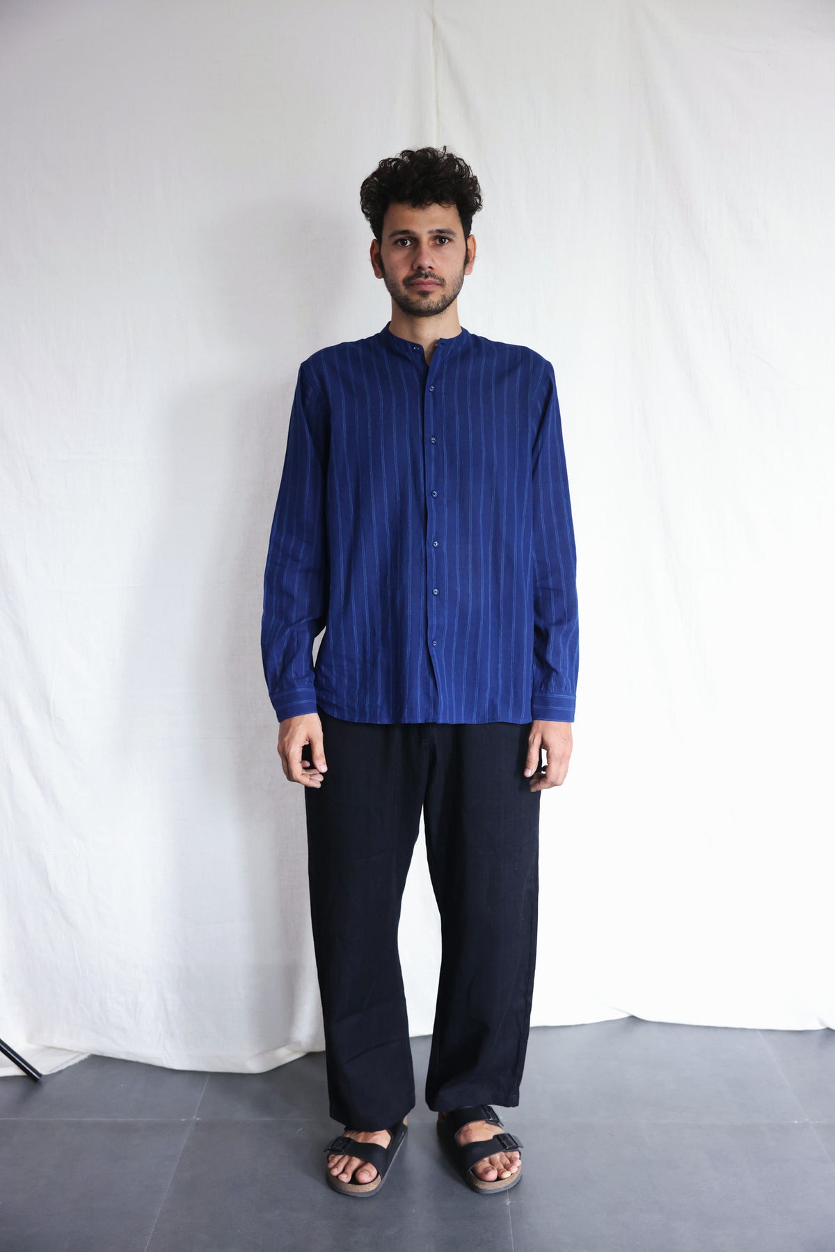Blues Within Mens Cotton Shirt, view 7 - handwoven cotton by with N.