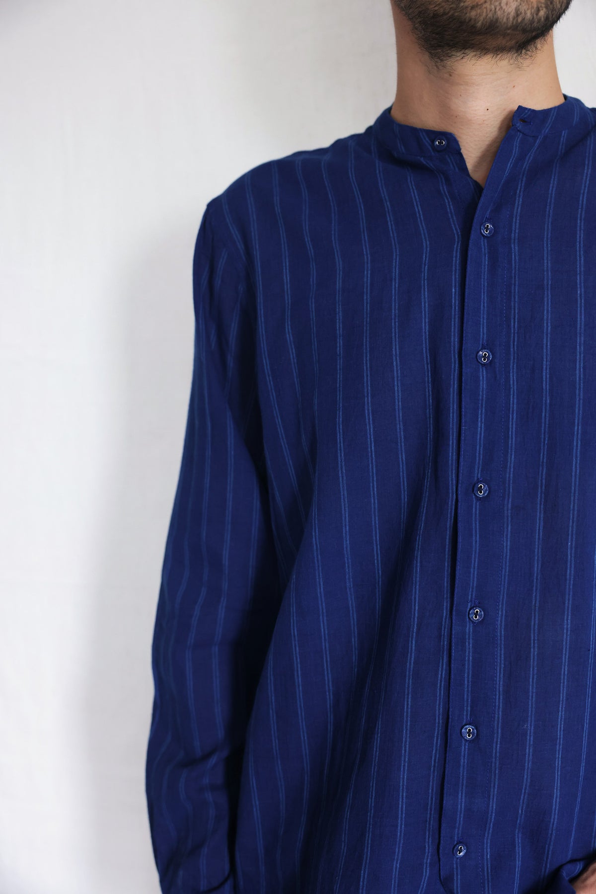 Blues Within Mens Cotton Shirt, view 10 - handwoven cotton by with N.