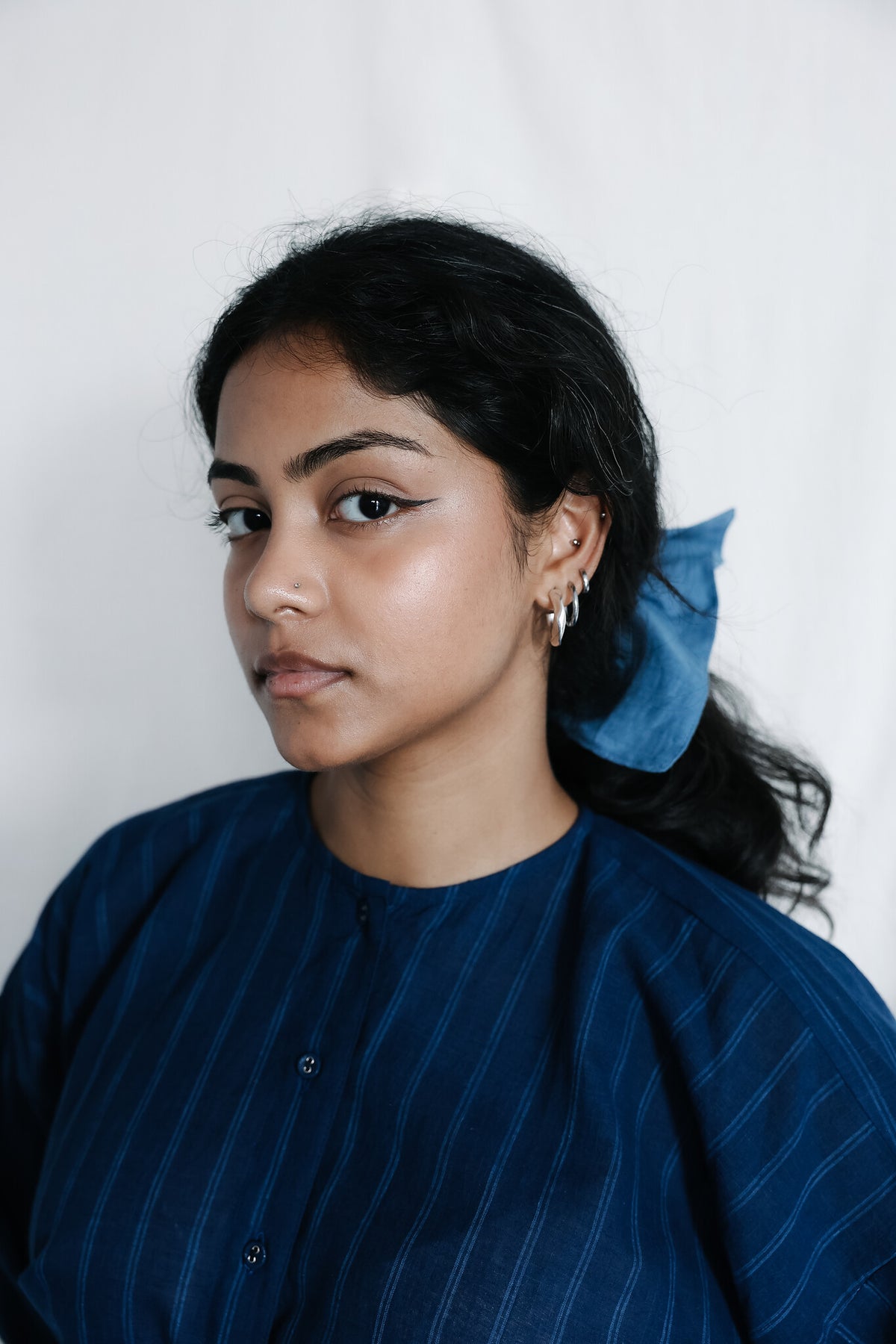 Blues Within Oversized Shirt, view 5 - handwoven cotton by with N.
