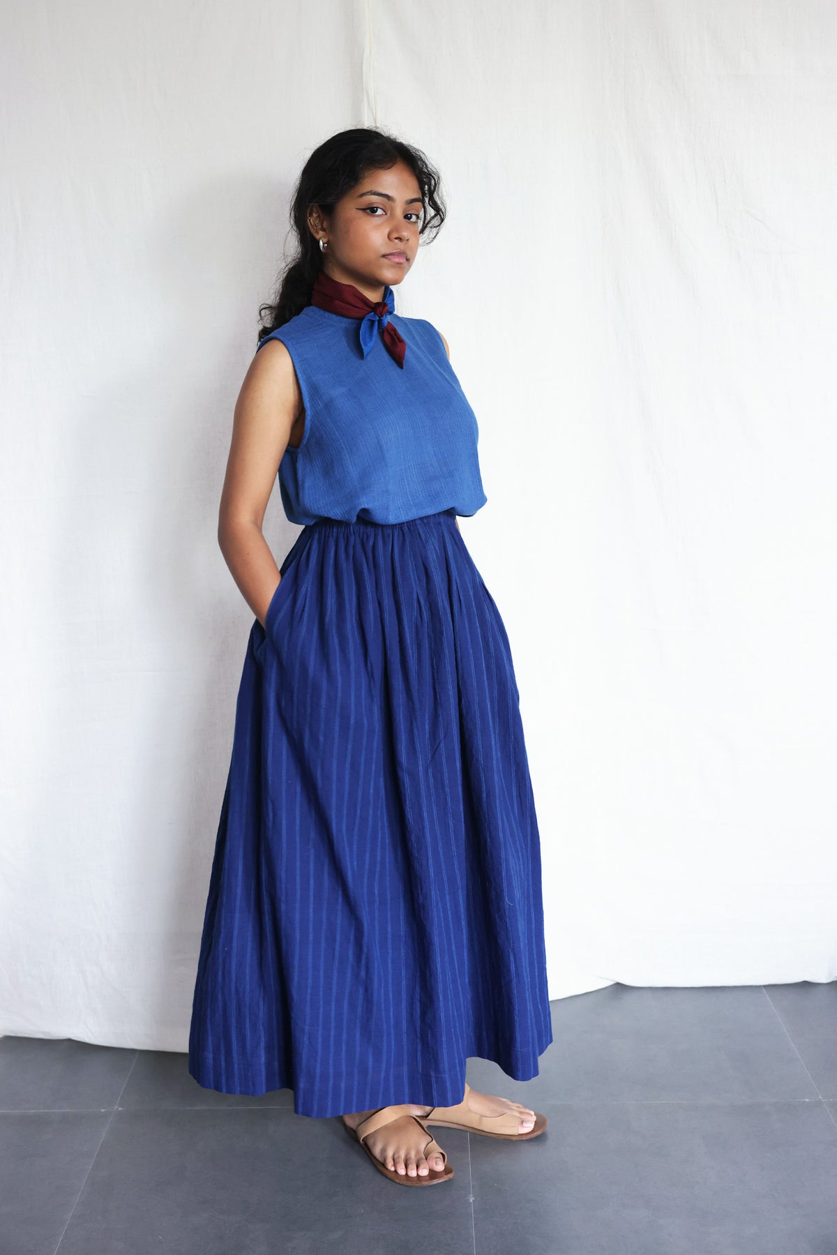 Blues Within Skirt - Handwoven Cotton Skirt for Women | with N.