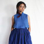 Blues Within Skirt, view 3 - handwoven cotton by with N.