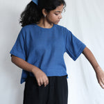 Bluets Box Top - Handwoven Cotton Top for Women | with N.