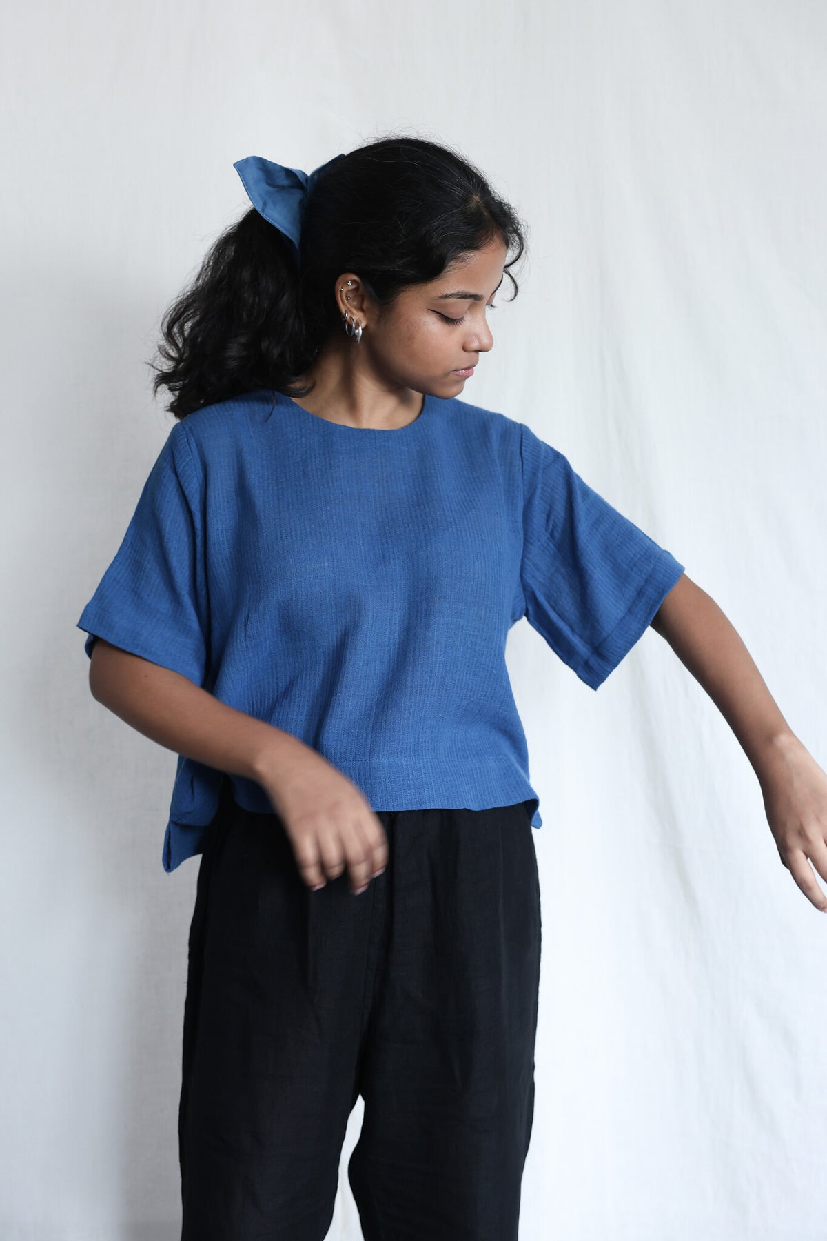 Bluets Box Top - Handwoven Cotton Top for Women | with N.