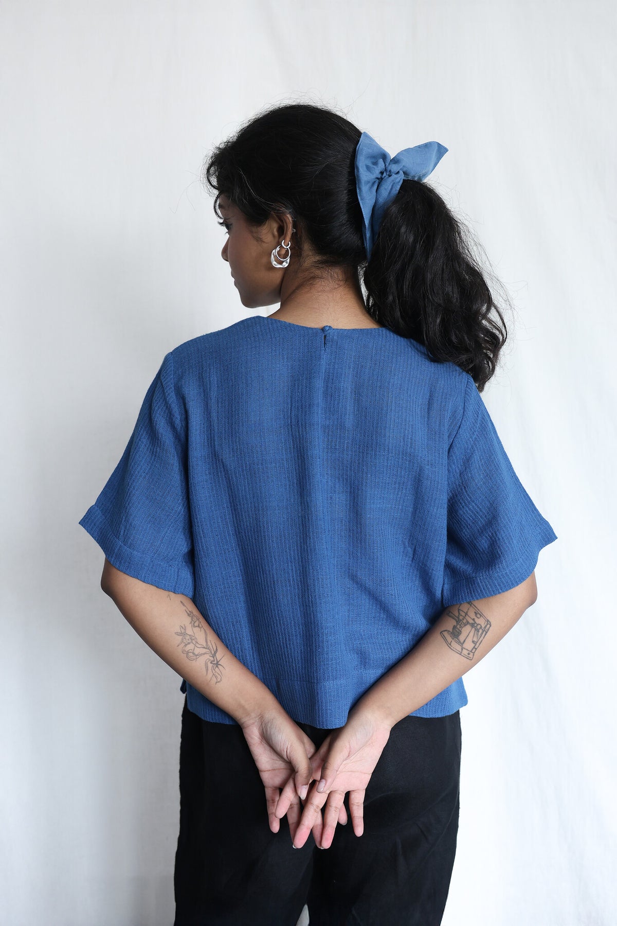 Bluets Box Top, view 5 - handwoven cotton by with N.
