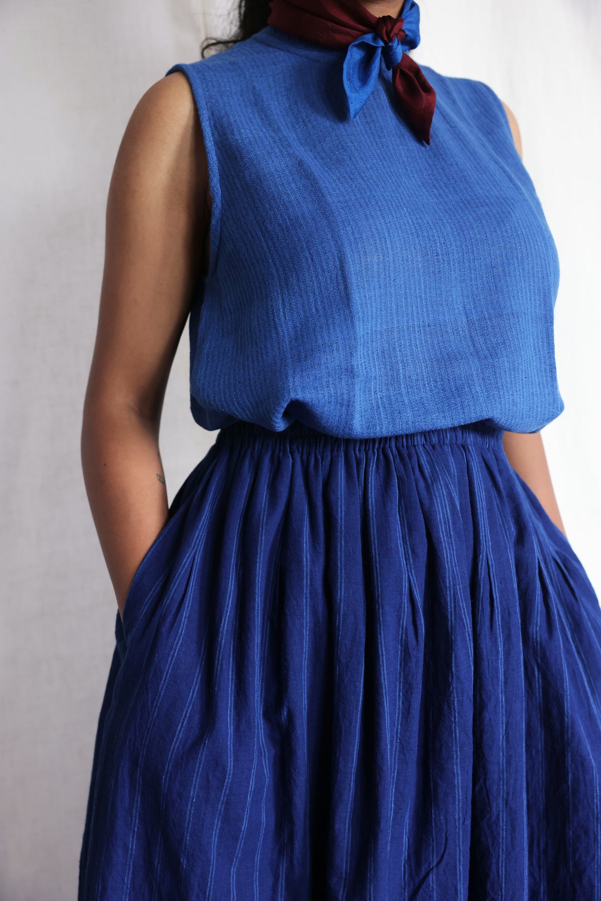 Bluets T-shirt, view 10 - handwoven cotton by with N.
