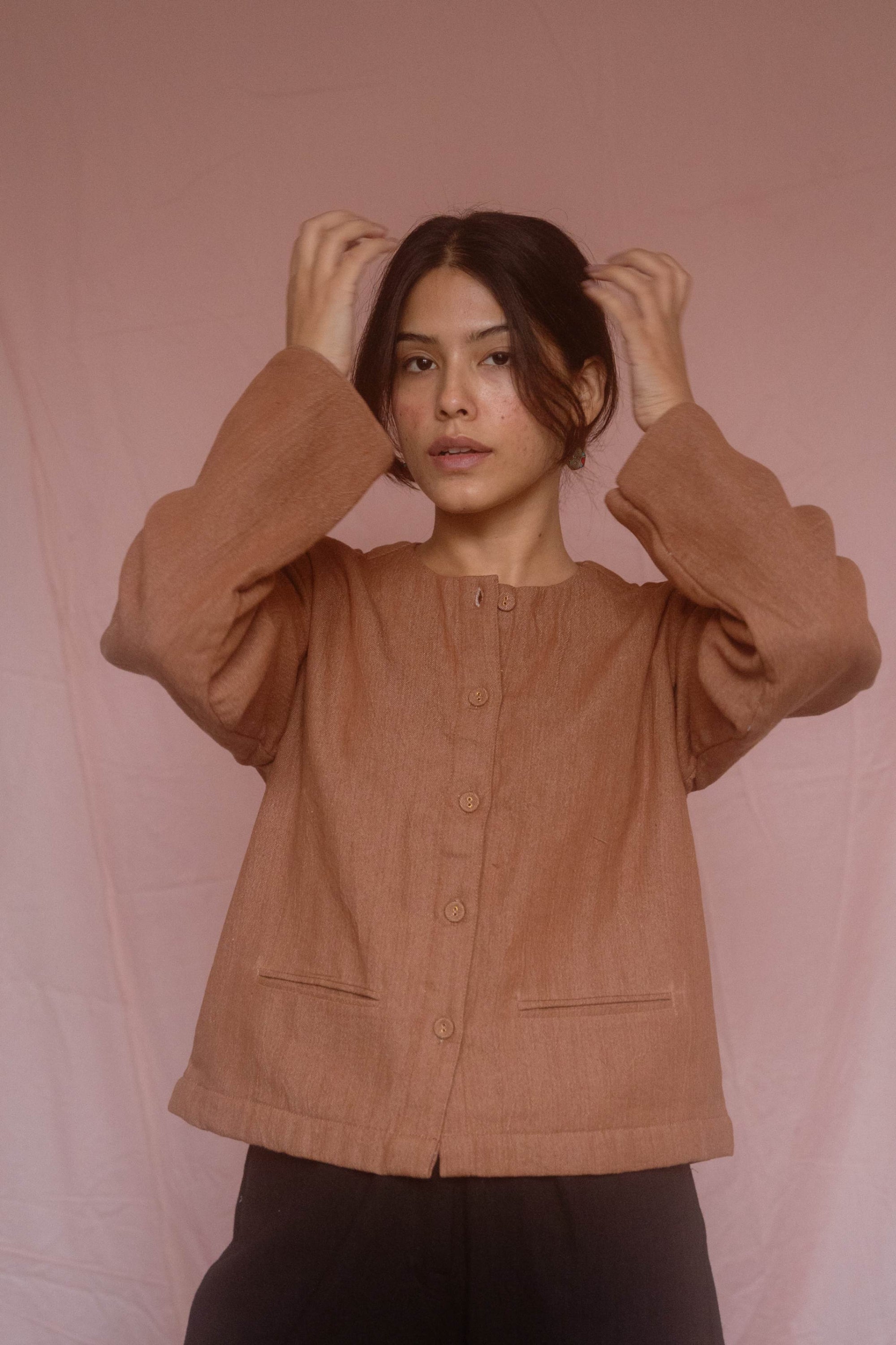 City Shacket Terracotta — Handwoven Jacket for Women | with N.