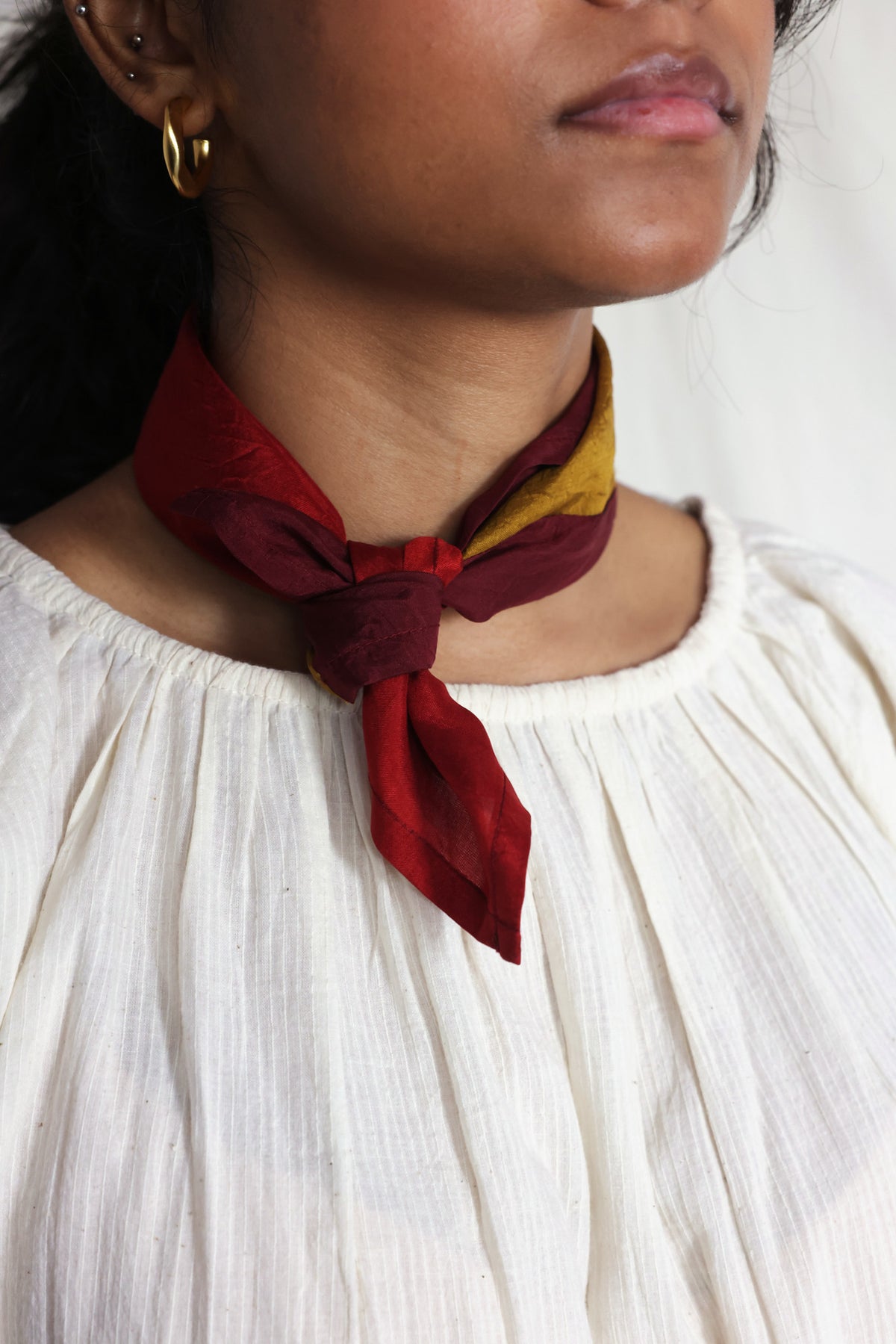 Cloud Dancer Gathered Neck Blouse, view 6 - handwoven cotton by with N.