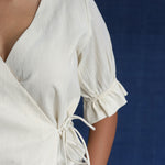 Cloud Dancer Wrap Top, view 3 - handwoven cotton by with N.