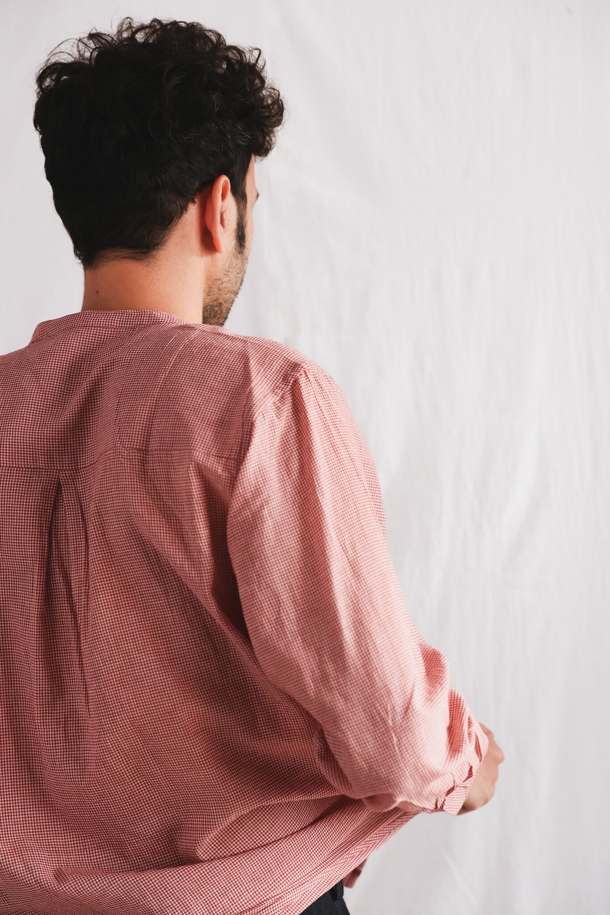 Cluster Mens Cotton Shirt, view 4 - handwoven cotton by with N.