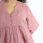 Cluster V-neck Top, view 2 - handwoven cotton by with N.