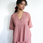 Cluster V-neck Top, view 3 - handwoven cotton by with N.