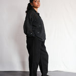 Core in Black Oversized Shirt - Handwoven Jamdani Shirt for Women | with N.