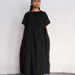 Core in Black Dress - Handwoven Jamdani Dress for Women | with N.