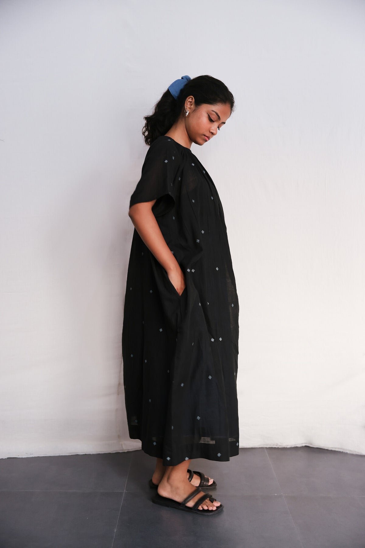 Core in Black Dress, view 3 - handwoven Jamdani by with N.