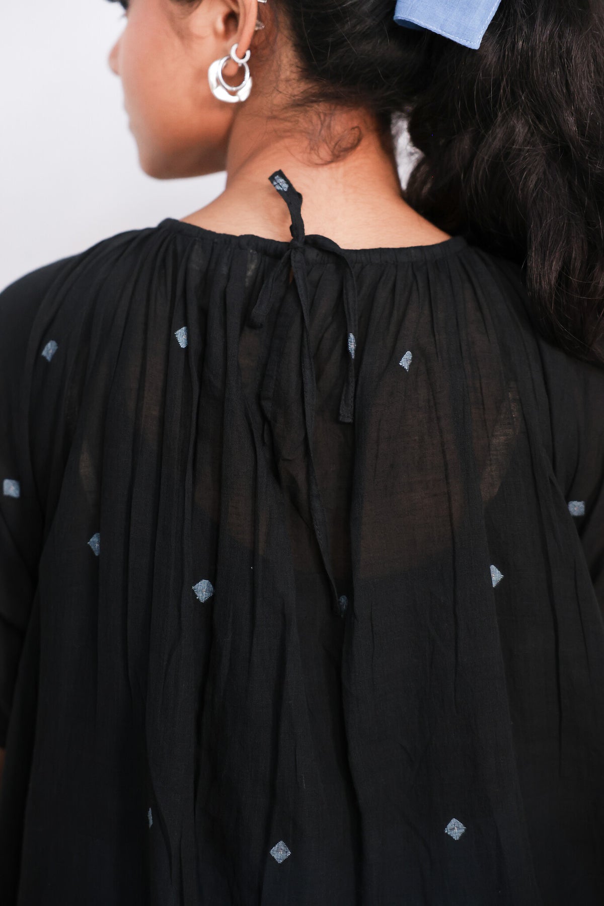 Core in Black Dress, view 7 - handwoven Jamdani by with N.