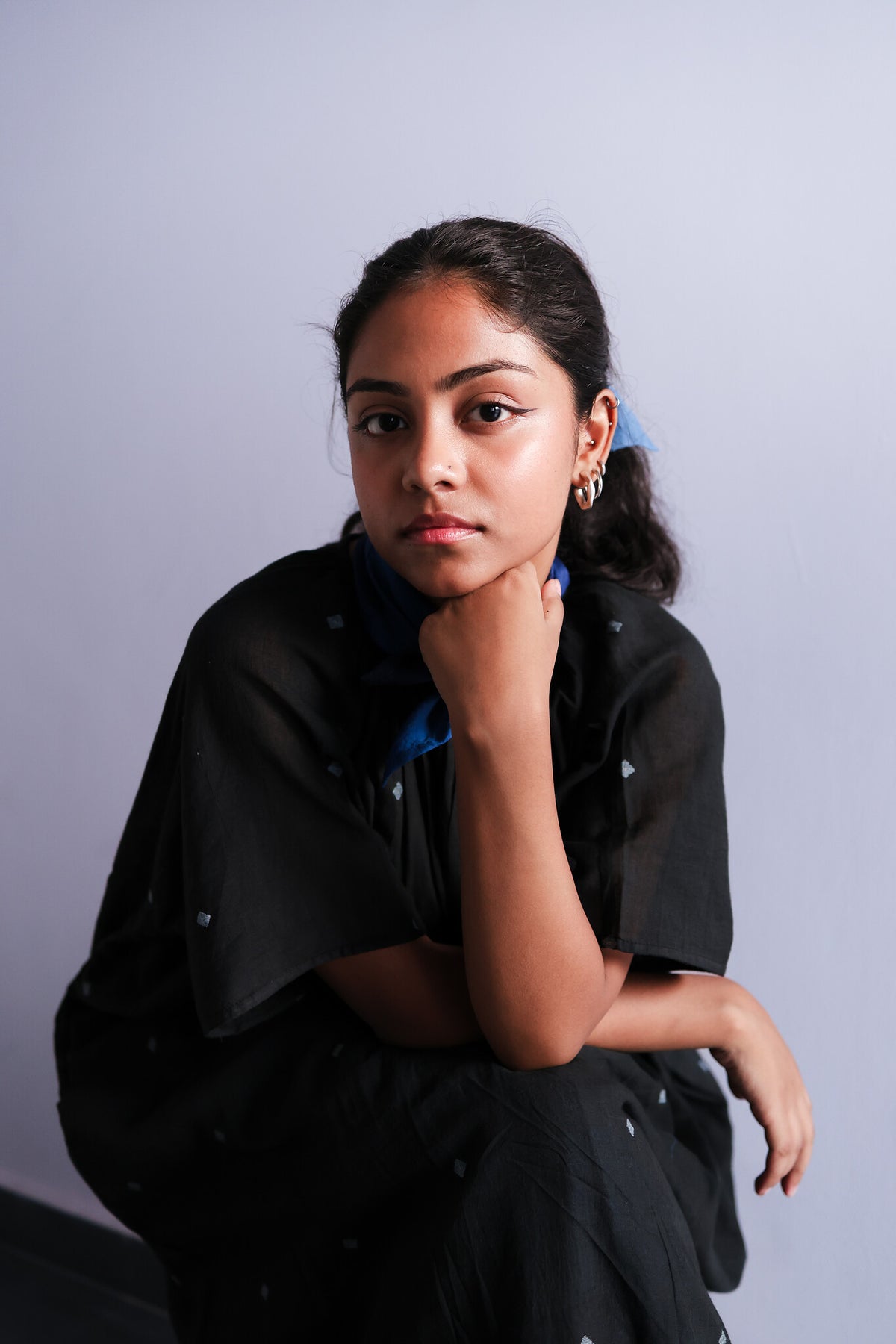 Core in Black Dress, view 11 - handwoven Jamdani by with N.