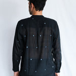 Core in Black Mens Jamdani Shirt, view 4 - handwoven Jamdani by with N.