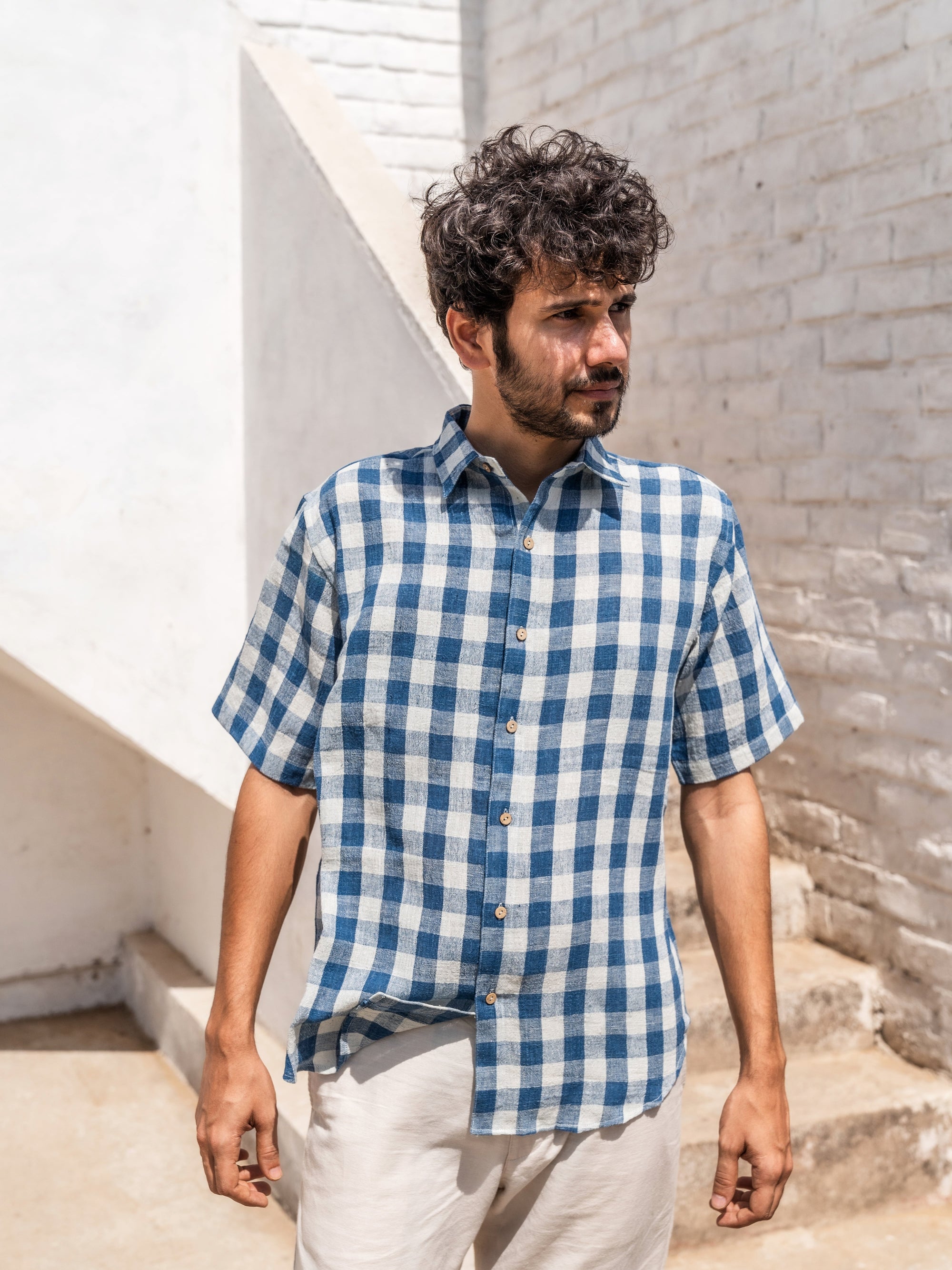 Blocks of Indigo Shirt — Handwoven Indigo Shirt for Women | with N.