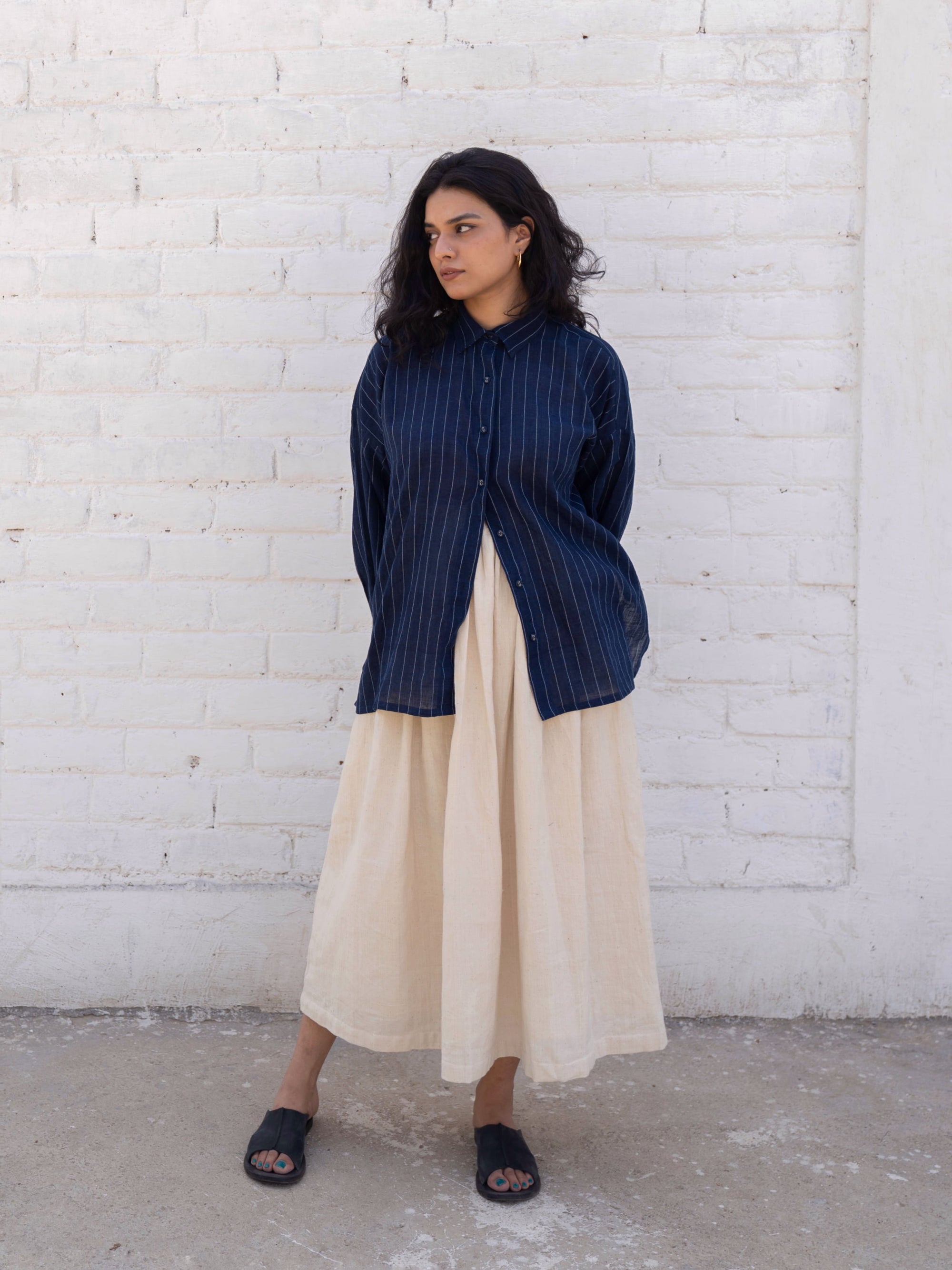 Indigo Streams Grain Skirt Set — Handwoven Co-ord Set for Women | with N.