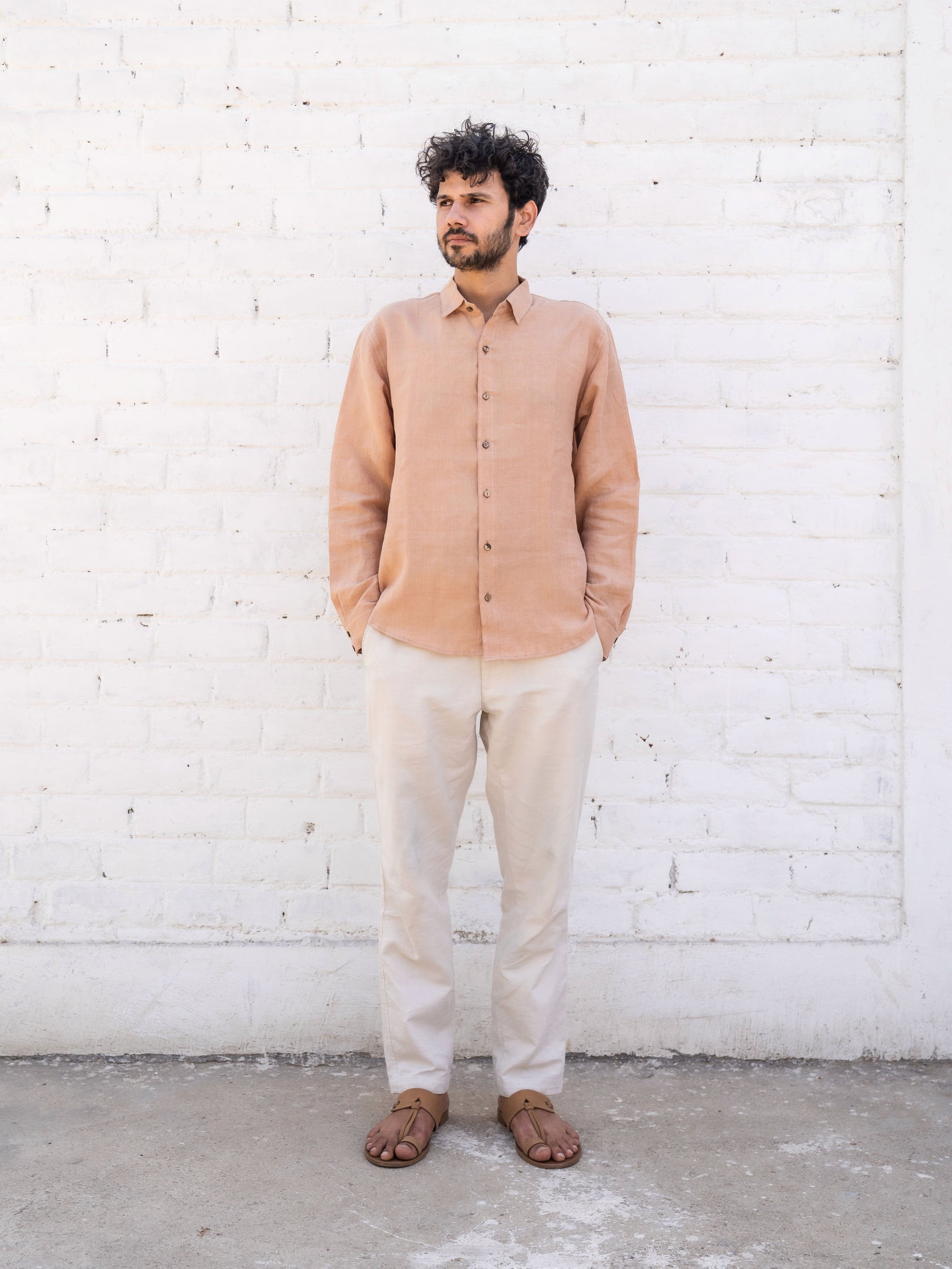 Peach Linen Shirt — Handwoven Linen Shirt for Women | with N.
