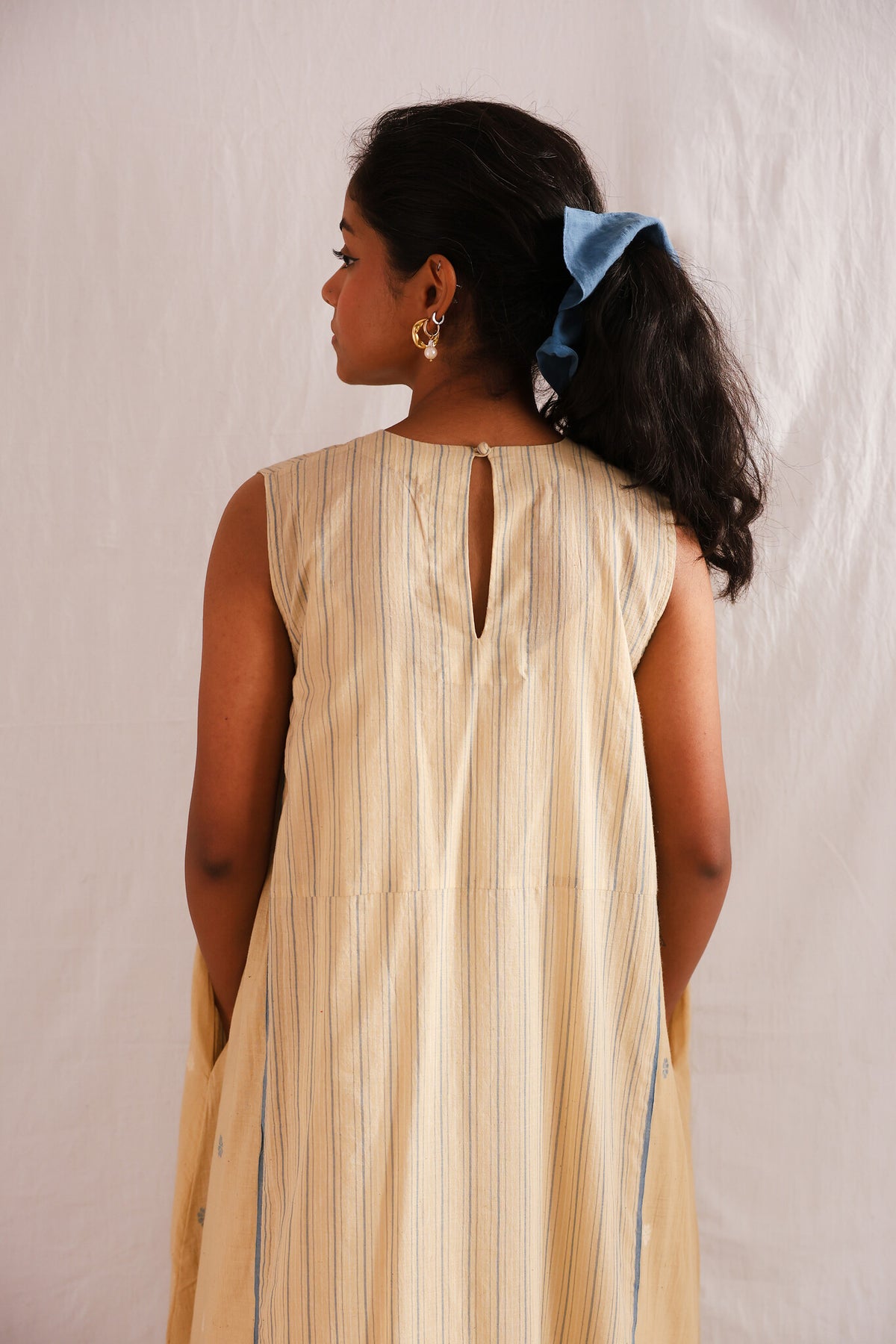 Fallen Flowers Dress, view 6 - handwoven Jamdani by with N.