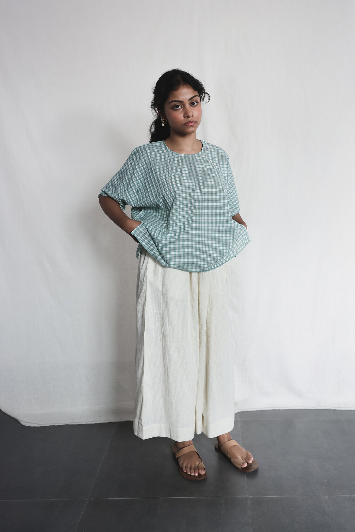 Fields Kimono Sleeve Top worn with Cloud Dancer Skirt | with N.