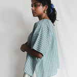Fields Kimono Sleeve Top worn with Cloud Dancer Skirt, side view | with N.