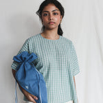 Fields Kimono Sleeve Top worn with Cloud Dancer Skirt, front view | with N.