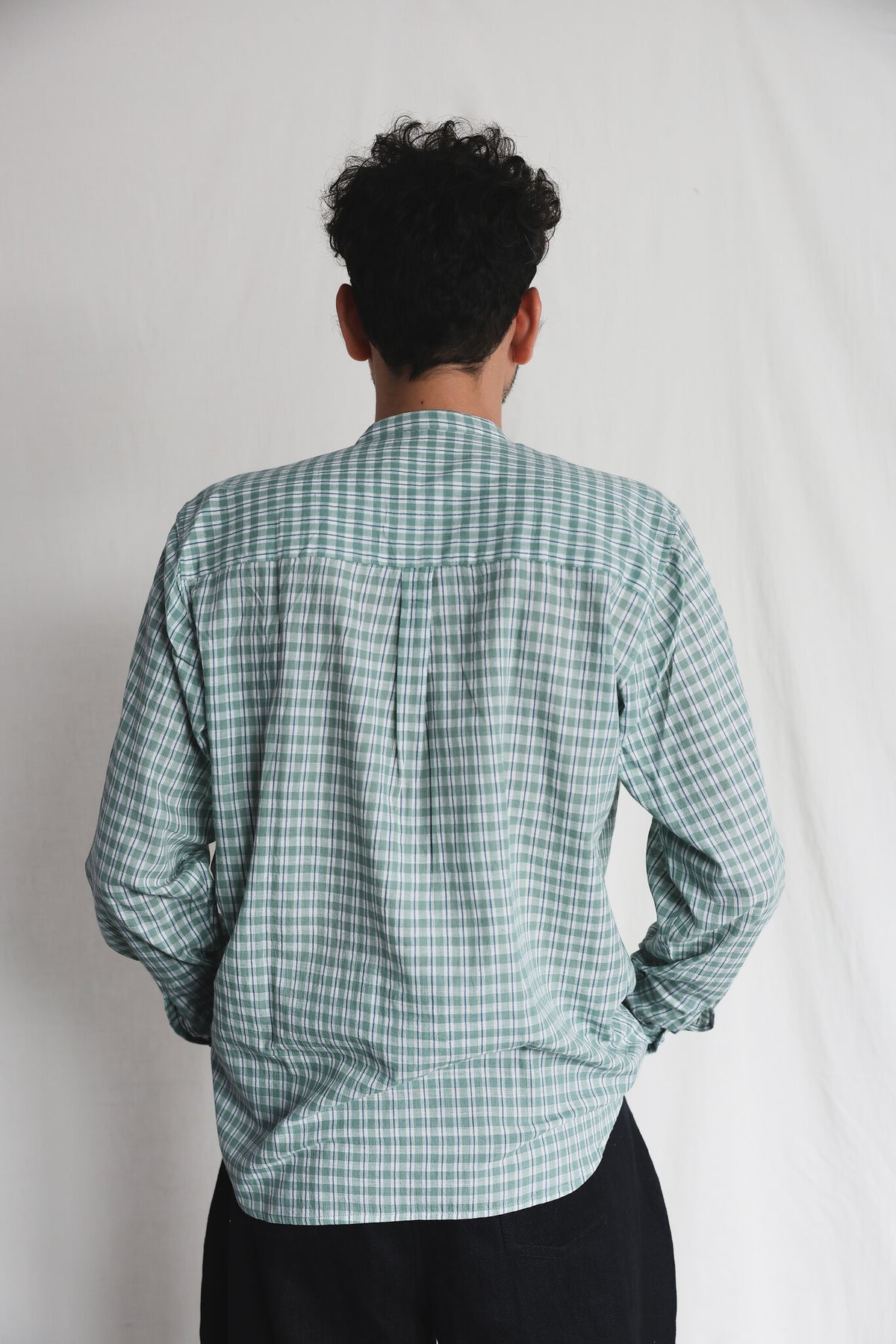 Fields Mens Cotton Shirt, view 4 - handwoven cotton by with N.