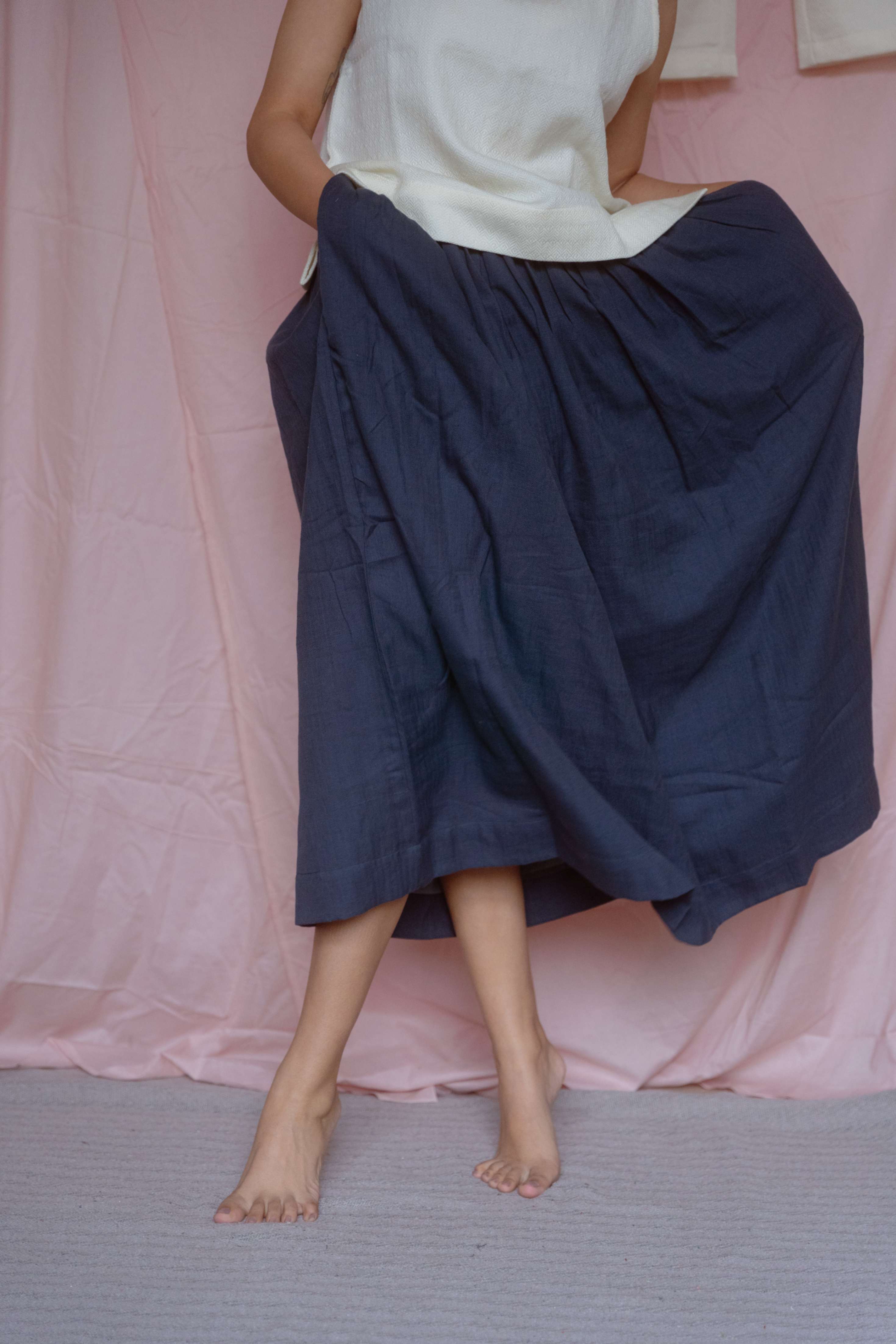 Navy blue herringbone on sale skirt