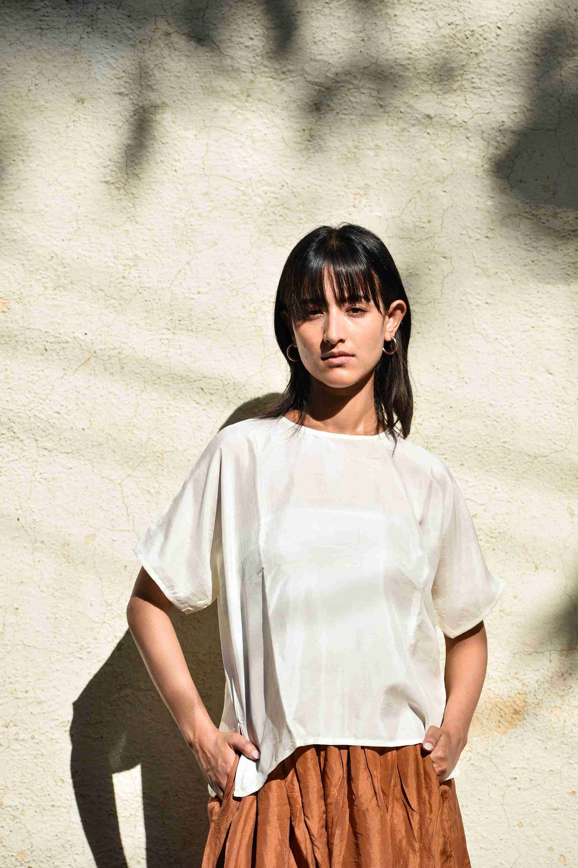Kimono Sleeve Top Kora Silk — Handwoven Silk Top for Women | with N.