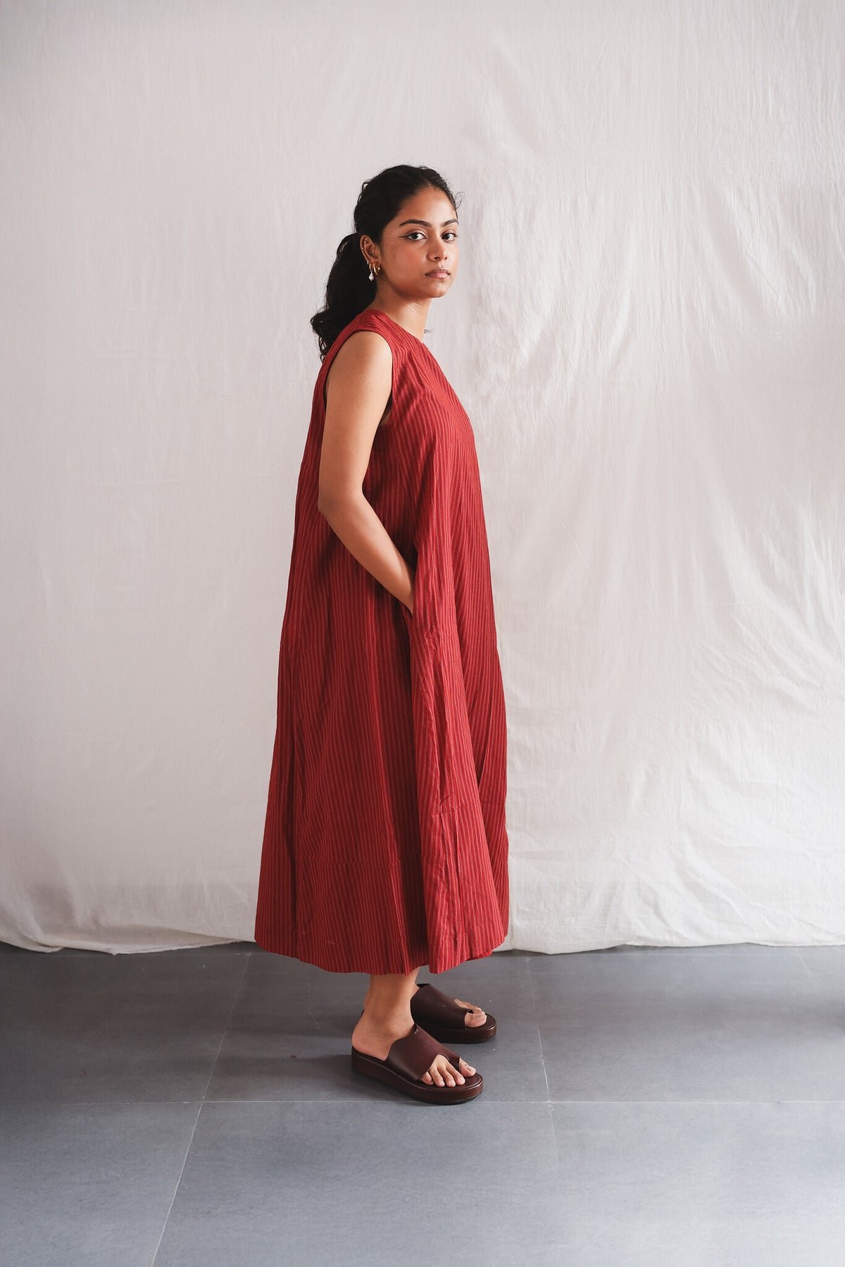 Koi Dress, view 2 - handwoven cotton by with N.