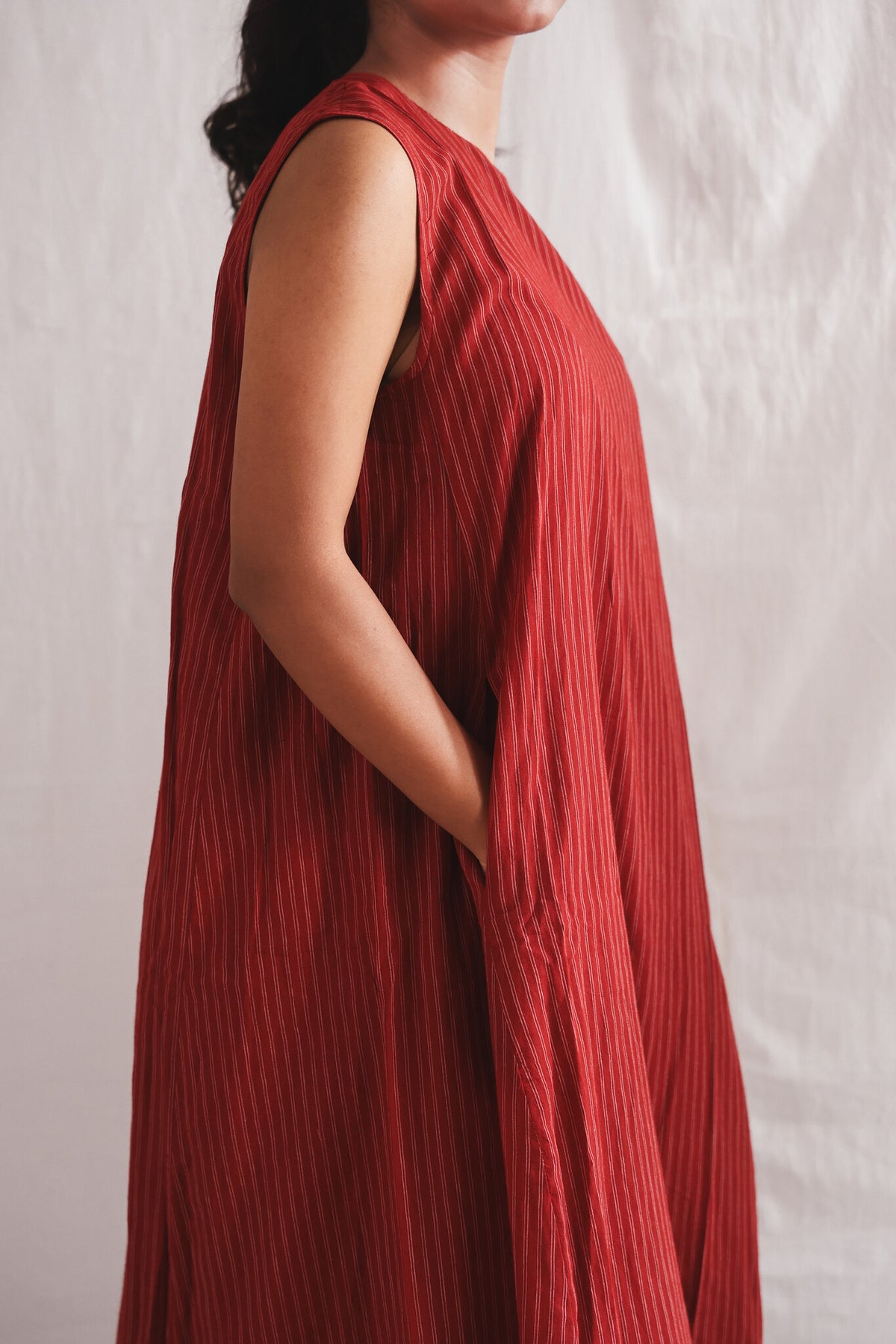Koi Dress, view 3 - handwoven cotton by with N.