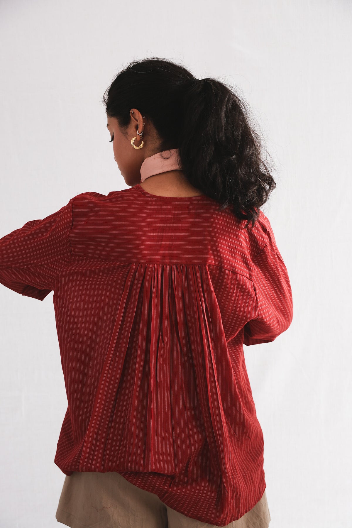 Koi Full Sleeve Top, view 7 - handwoven cotton by with N.