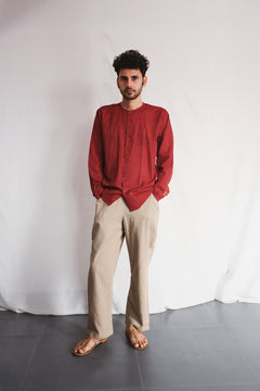 Koi Mens Cotton Shirt with Oat Twill Pants - Handwoven Clothing for Men | with N.