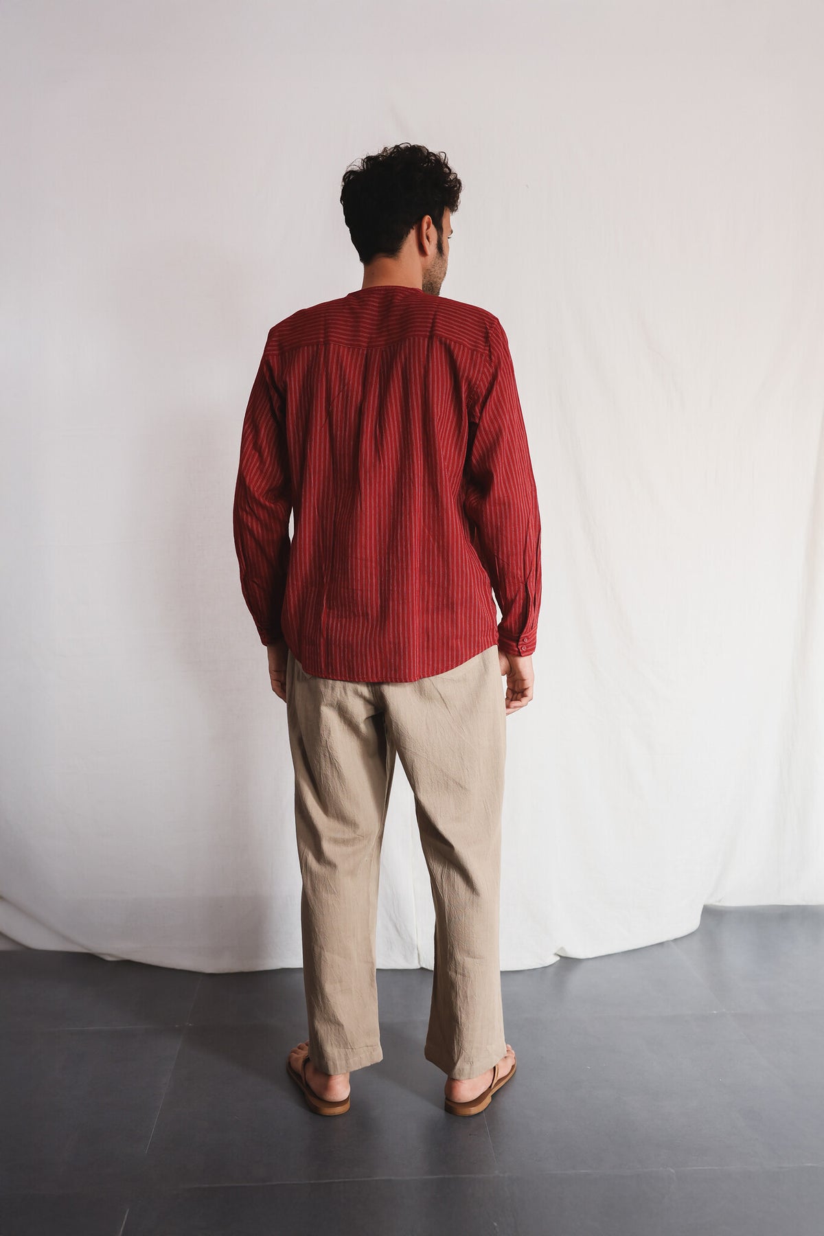 Koi Mens Cotton Shirt, view 2 - handwoven cotton by with N.