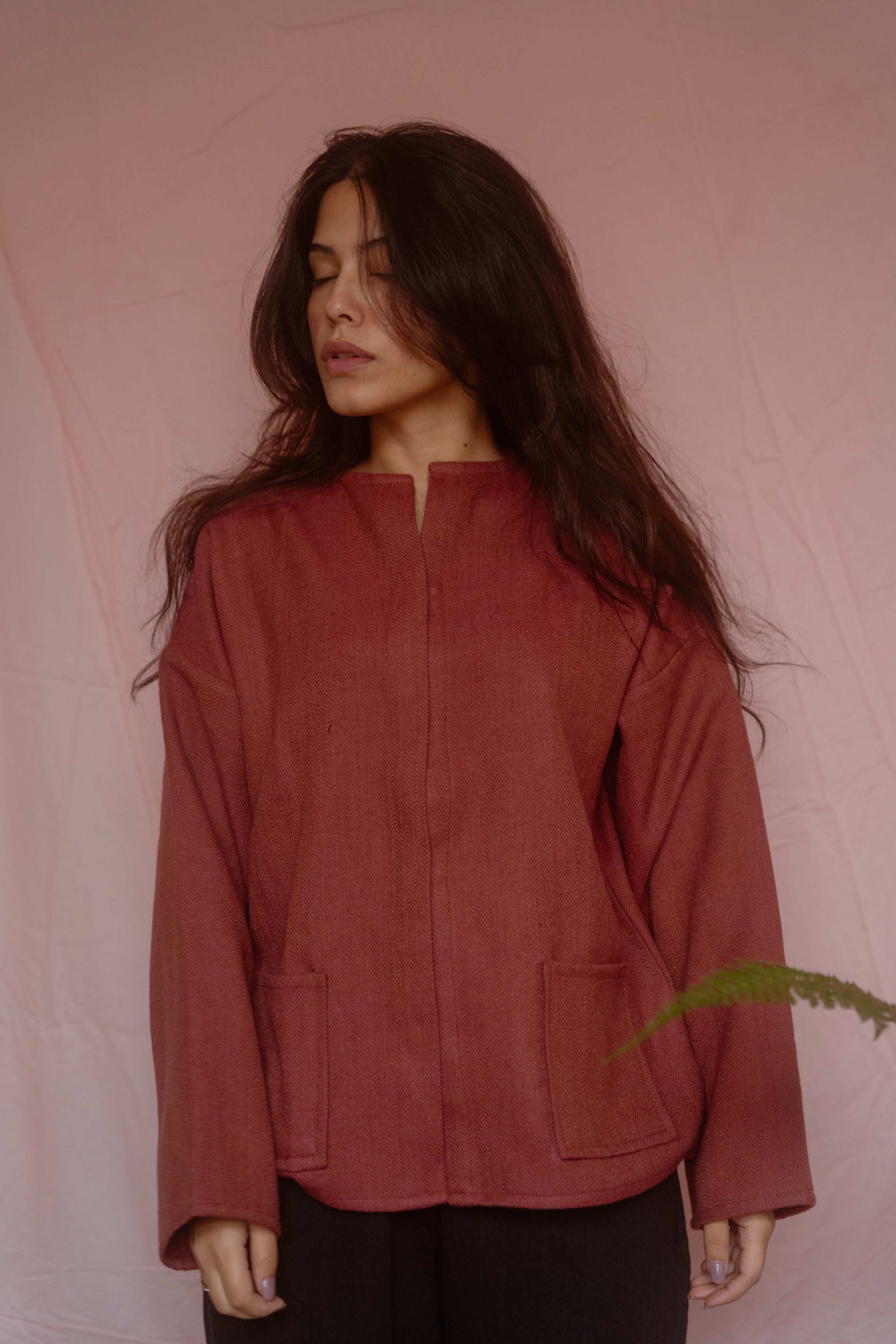 Merino Coat Red — Handwoven Merino Coat for Women | with N.