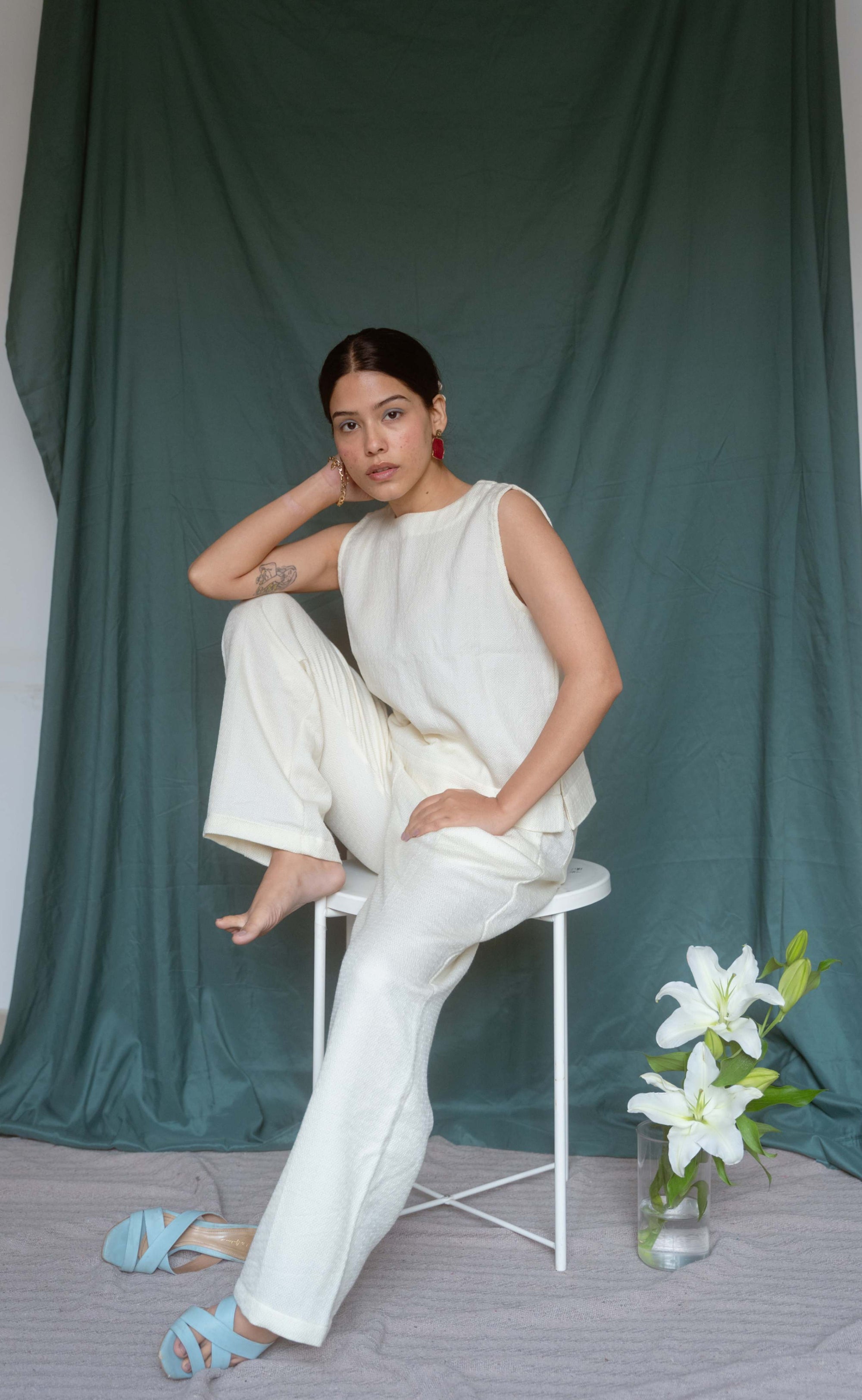 Merino Set White — Handwoven Merino Co-ord Set for Women | with N.