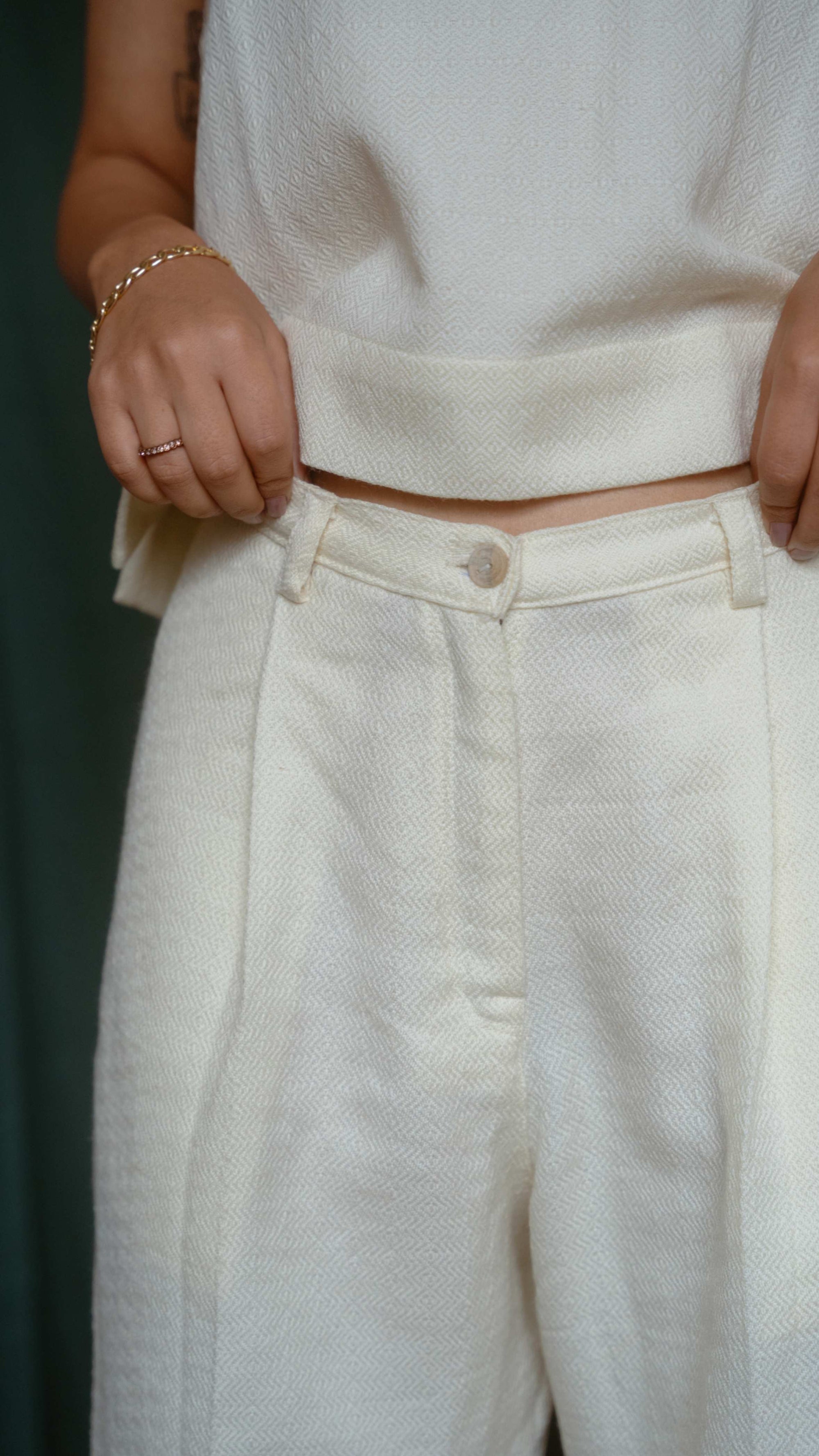 Merino Pants White — Handwoven Merino Pants for Women | with N.