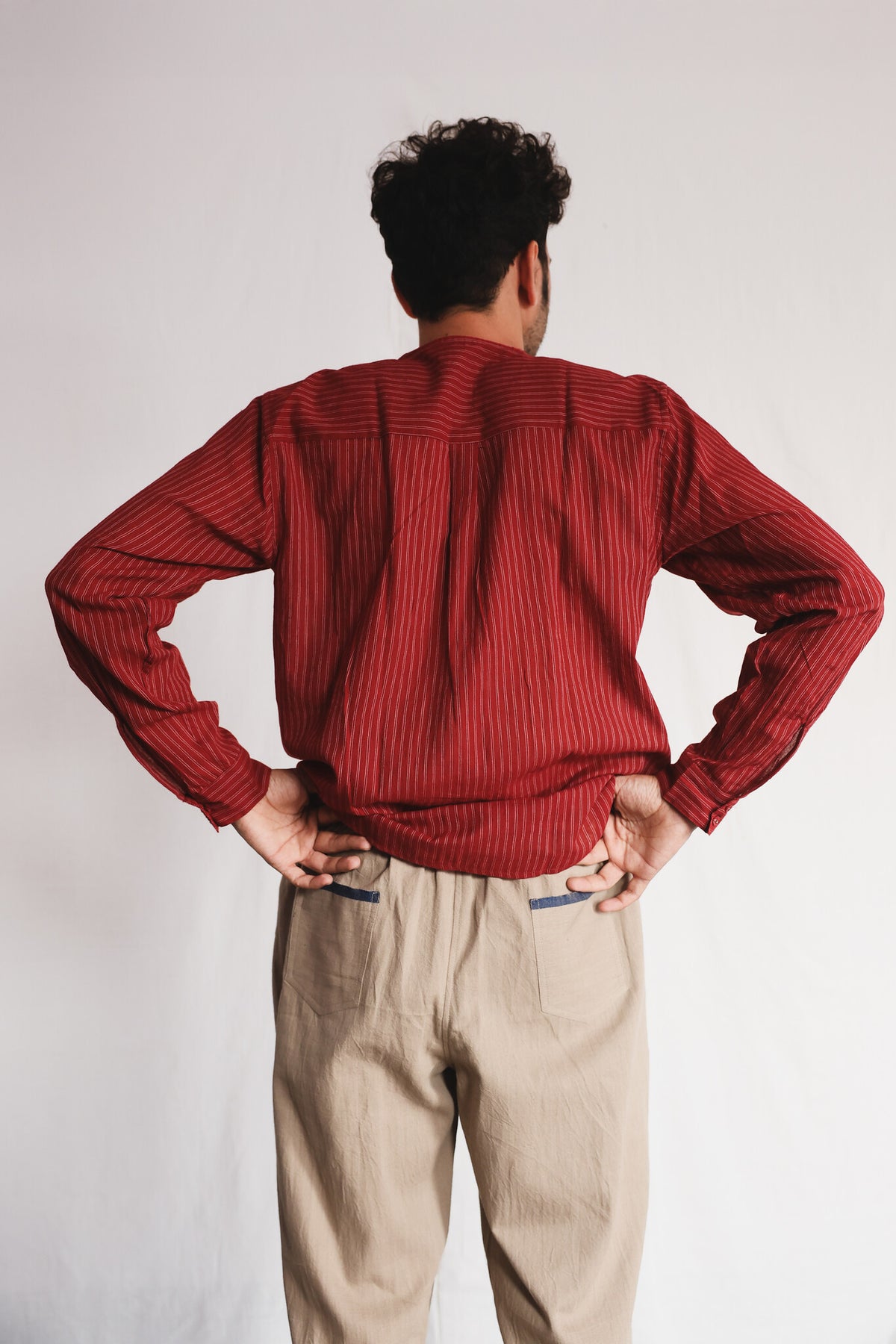 Oat Twill Pants, view 4 - handwoven cotton by with N.