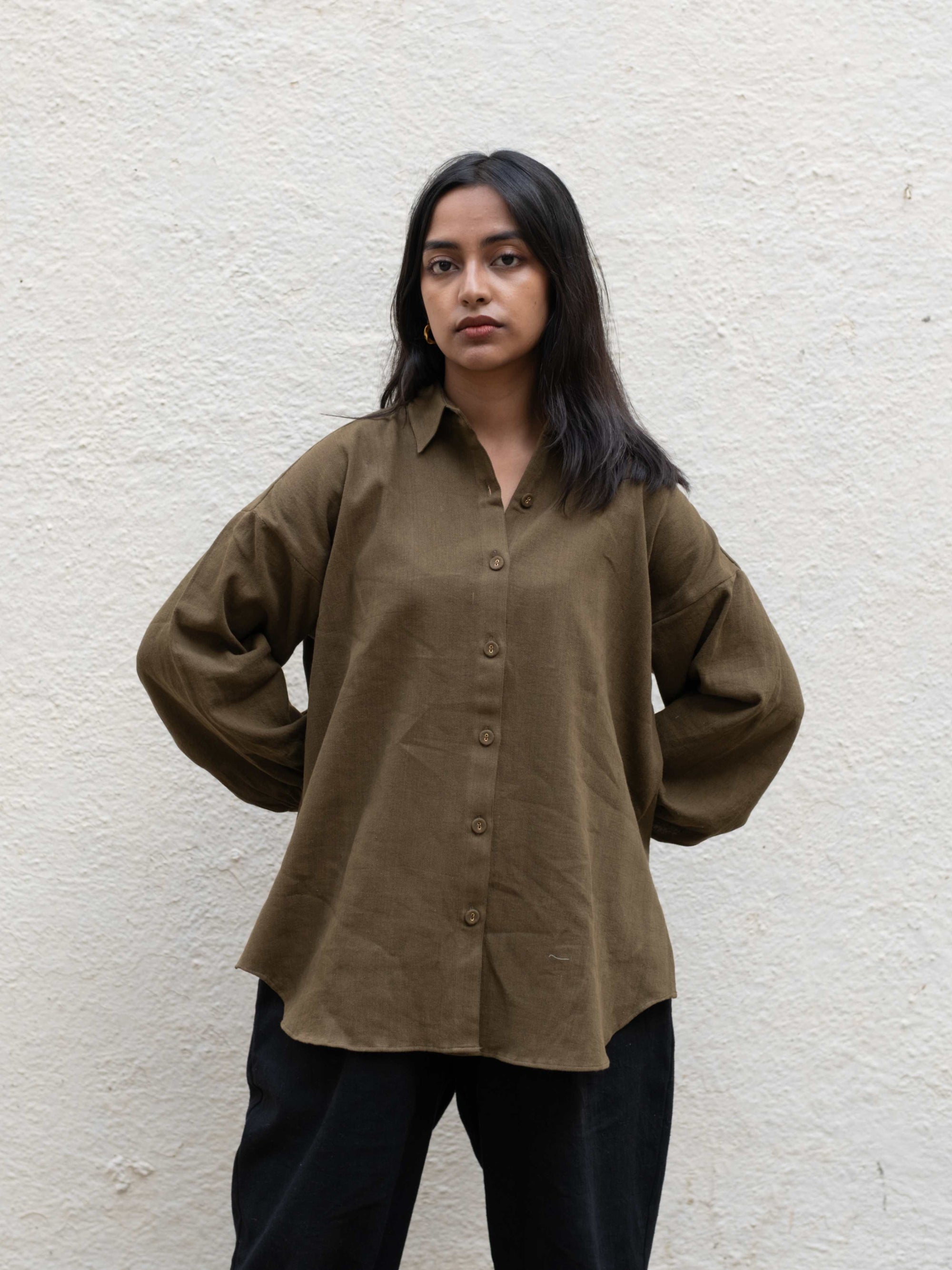Forest Oversized Twill Shirt — Handwoven Twill Shirt for Men | with N.