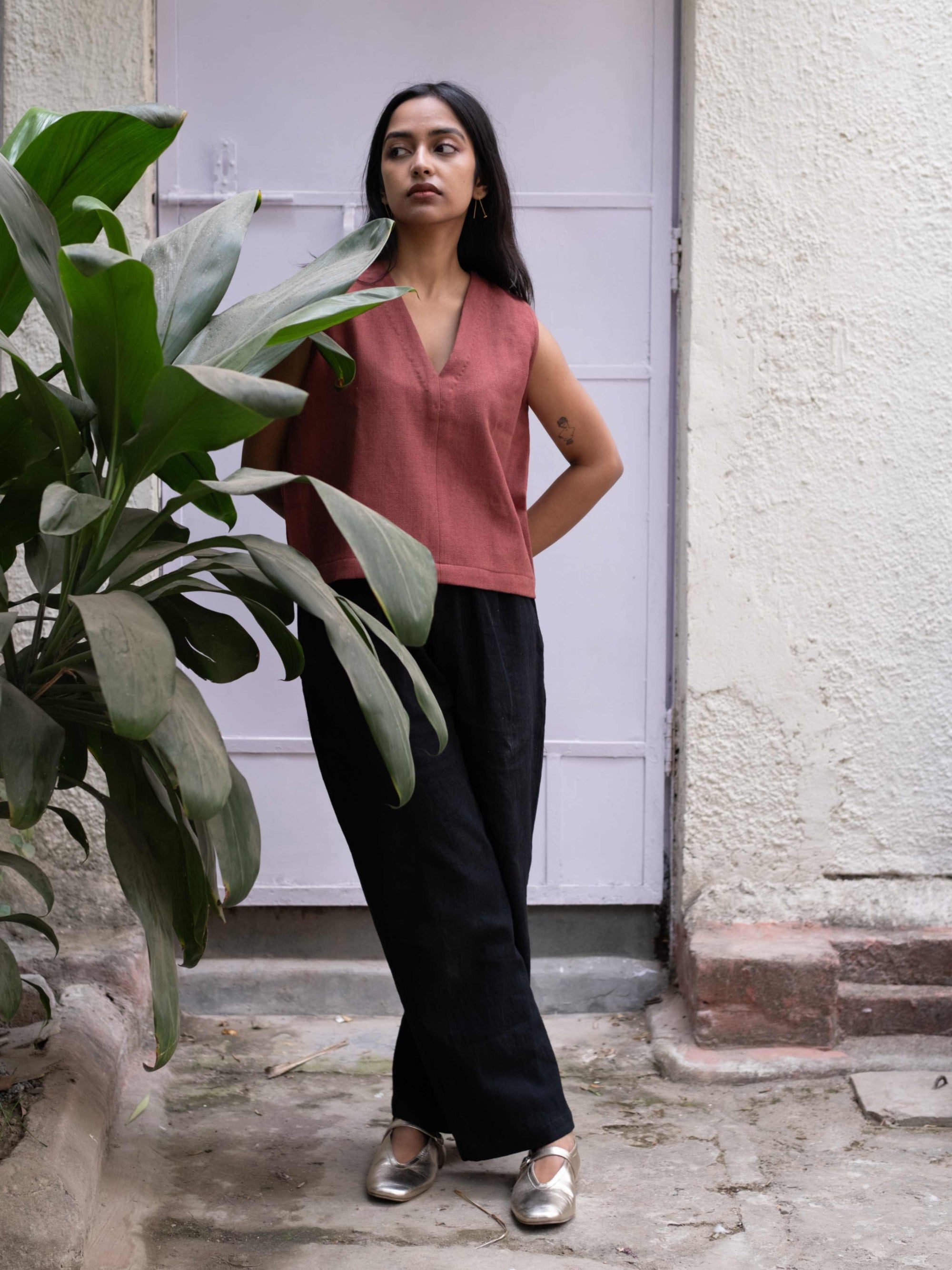 Merino Top Red — Handwoven Merino Top for Women | with N.