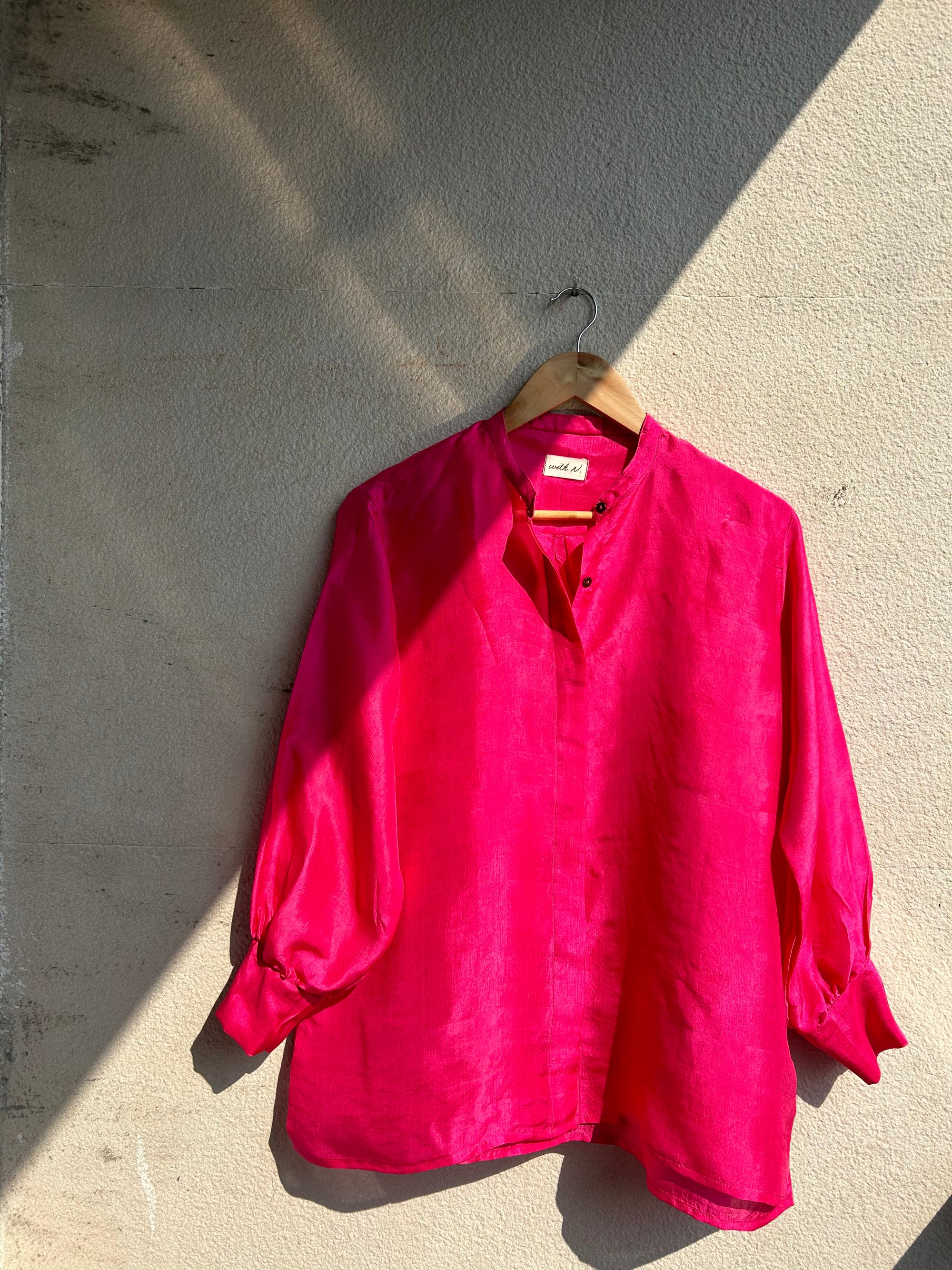 Concealed Placket Shirt Fuchsia — Handwoven Shirt for Women | with N.