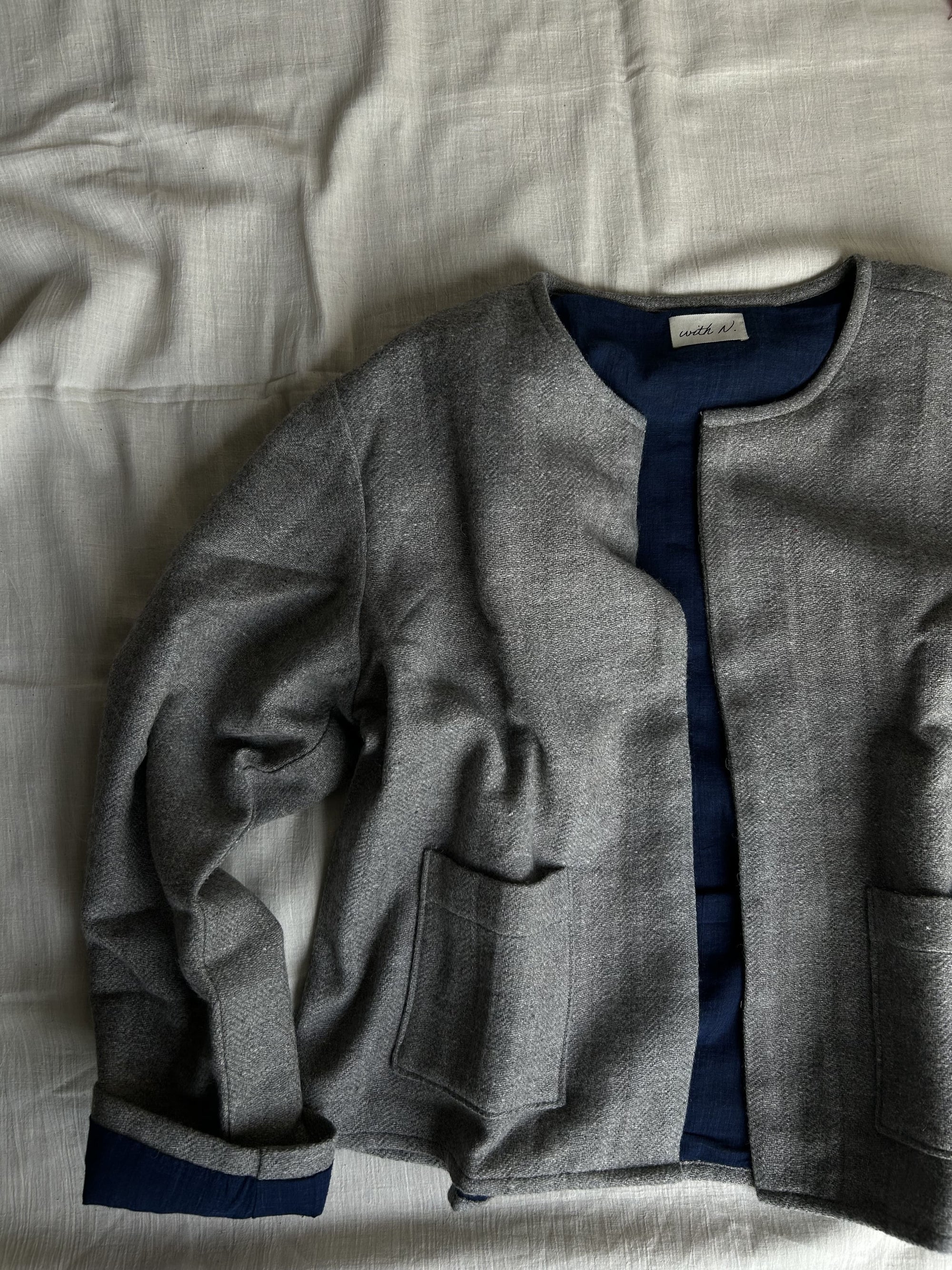 Slate Grey Jacket — Handwoven Jacket for Women | with N.