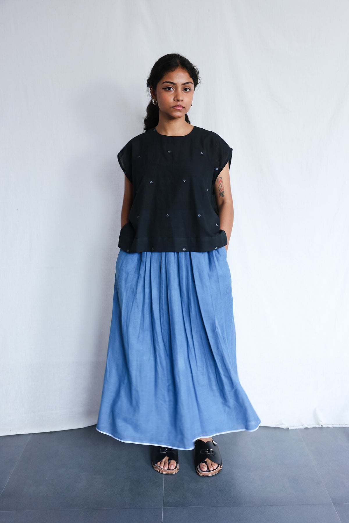 Starlit One-size Top - Handwoven Jamdani Top for Women | with N.