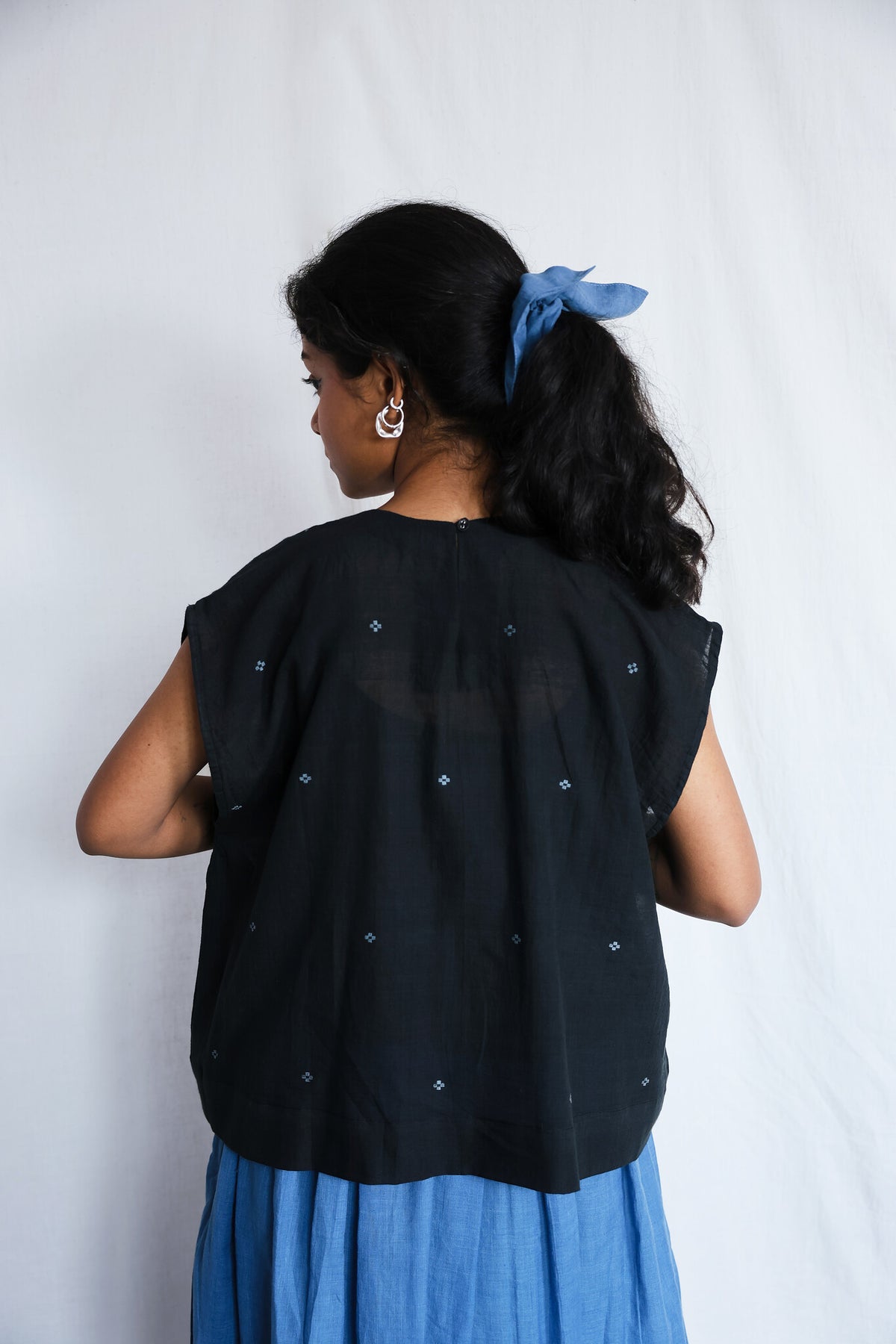 Starlit One-size Top, view 5 - handwoven Jamdani by with N.