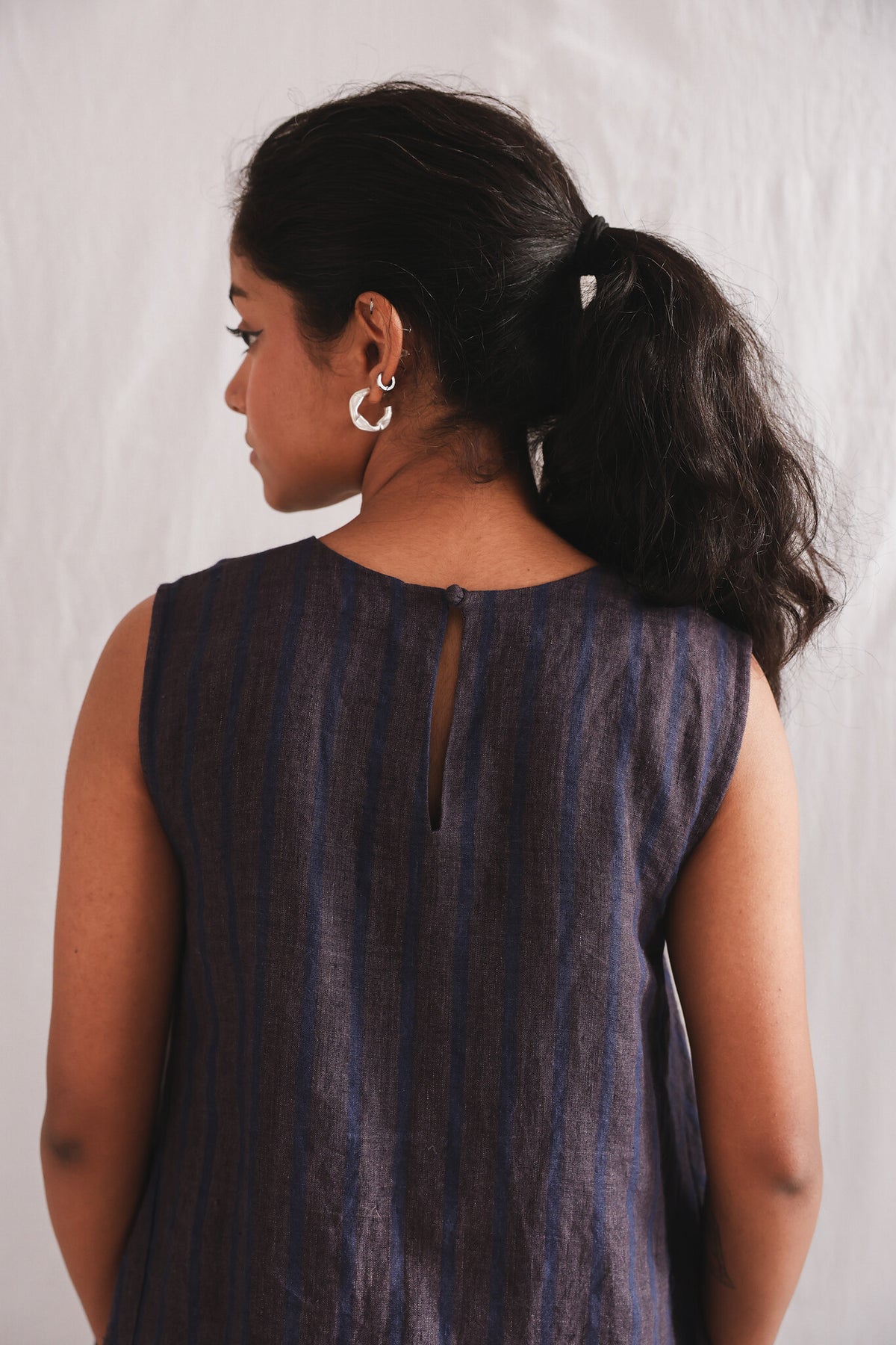 Sunbird Linen Dress, view 4 - handwoven linen by with N.