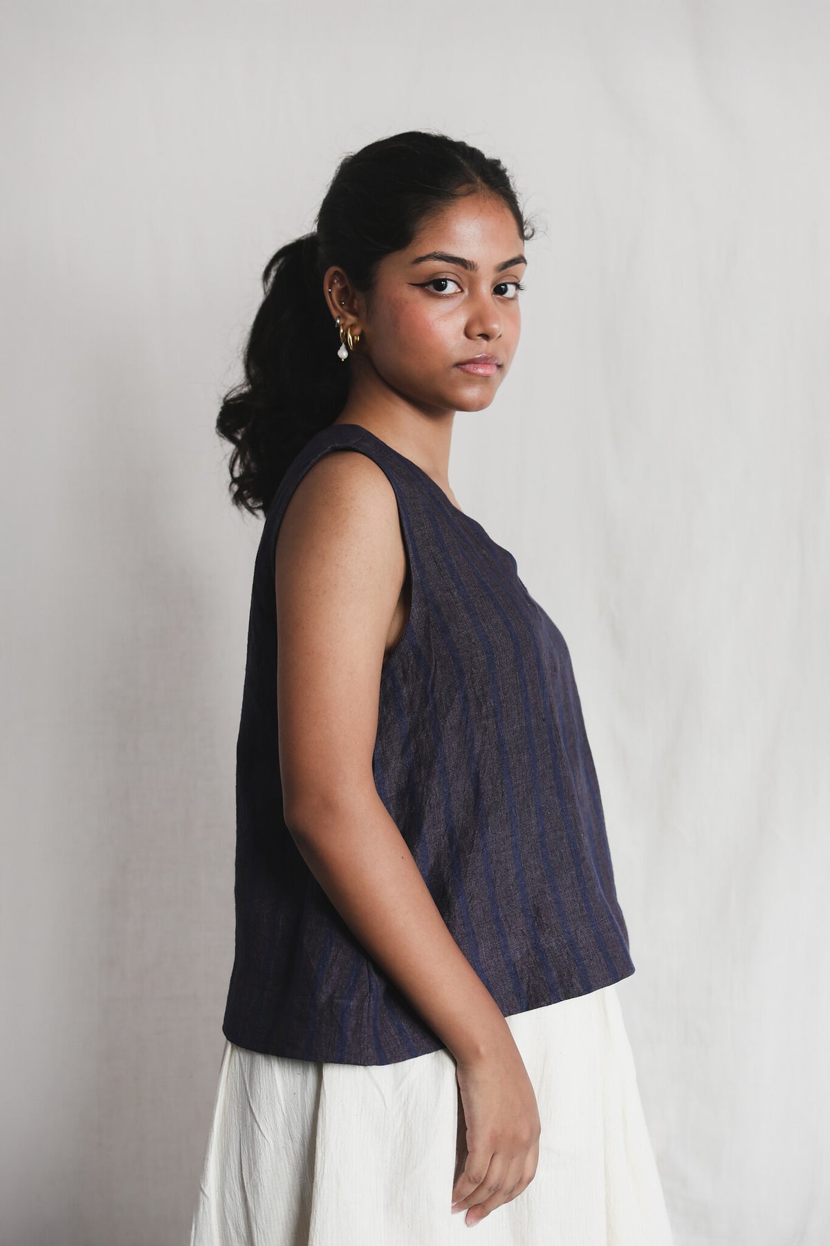 Sunbird Linen Top with Cloud Dancer Skirt - Handwoven Clothing for Women | with N.